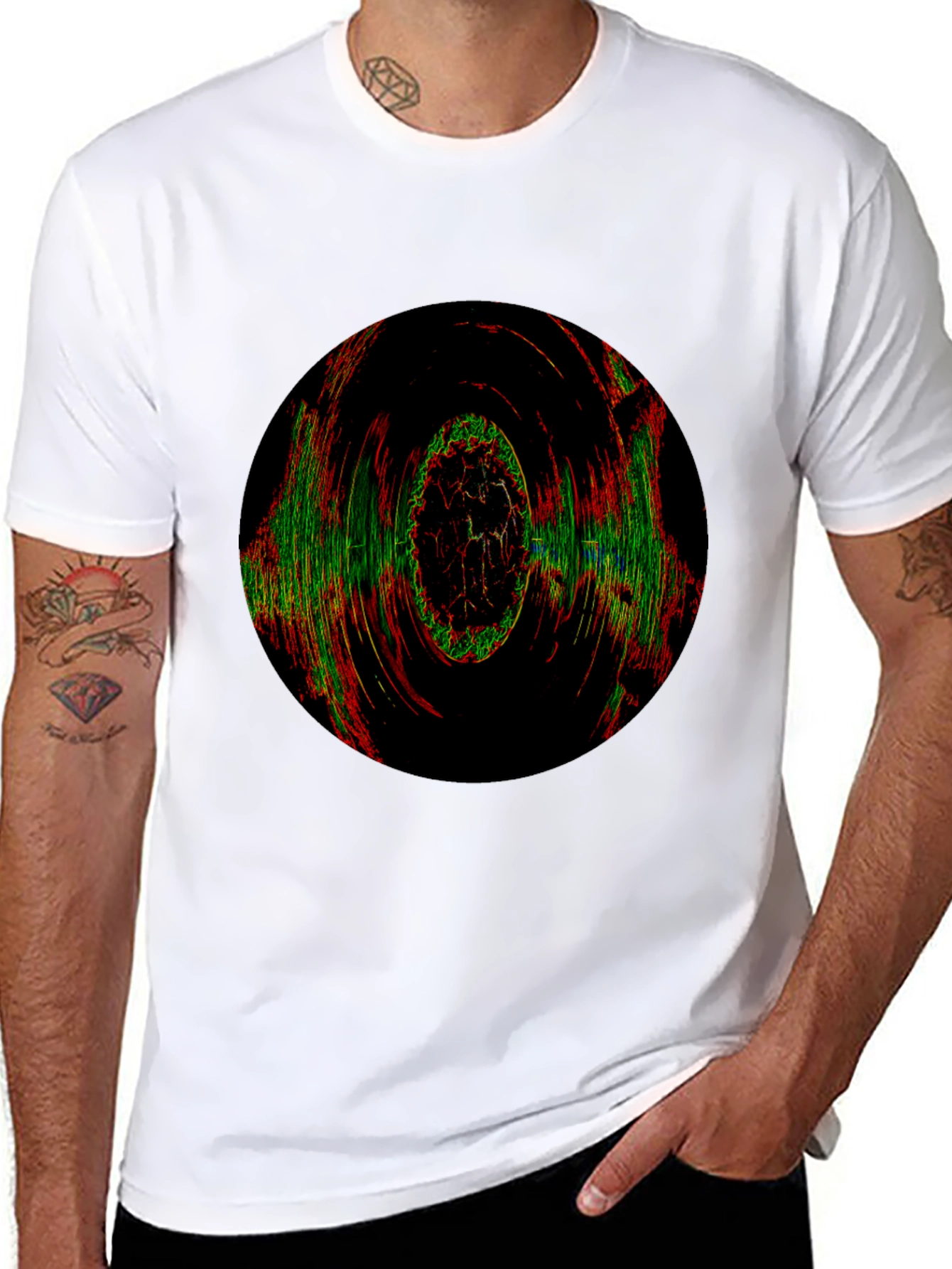 Abstract Circle Graphic Print Black T-Shirt