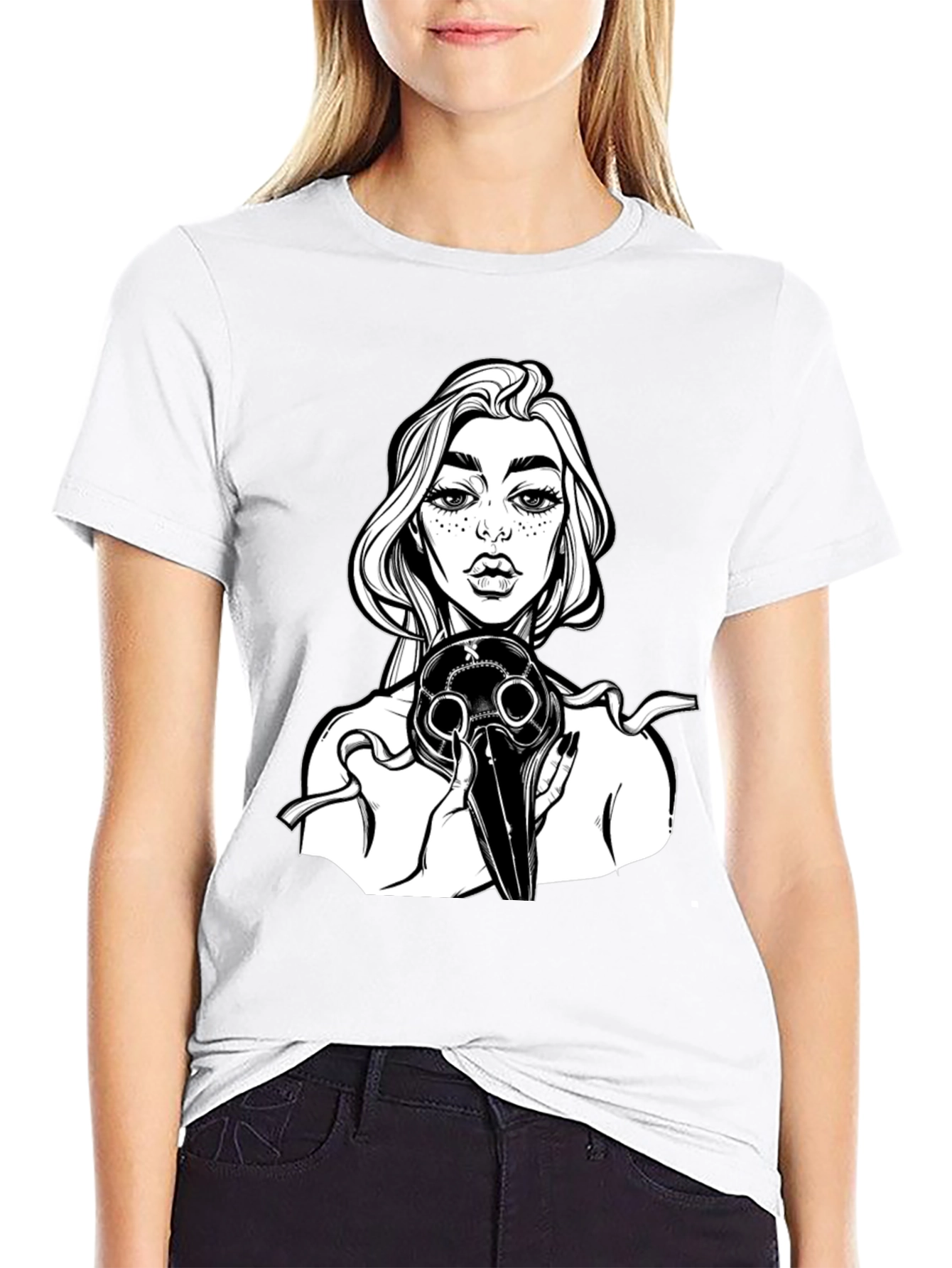Gothic Plague Doctor Graphic Tee - Black