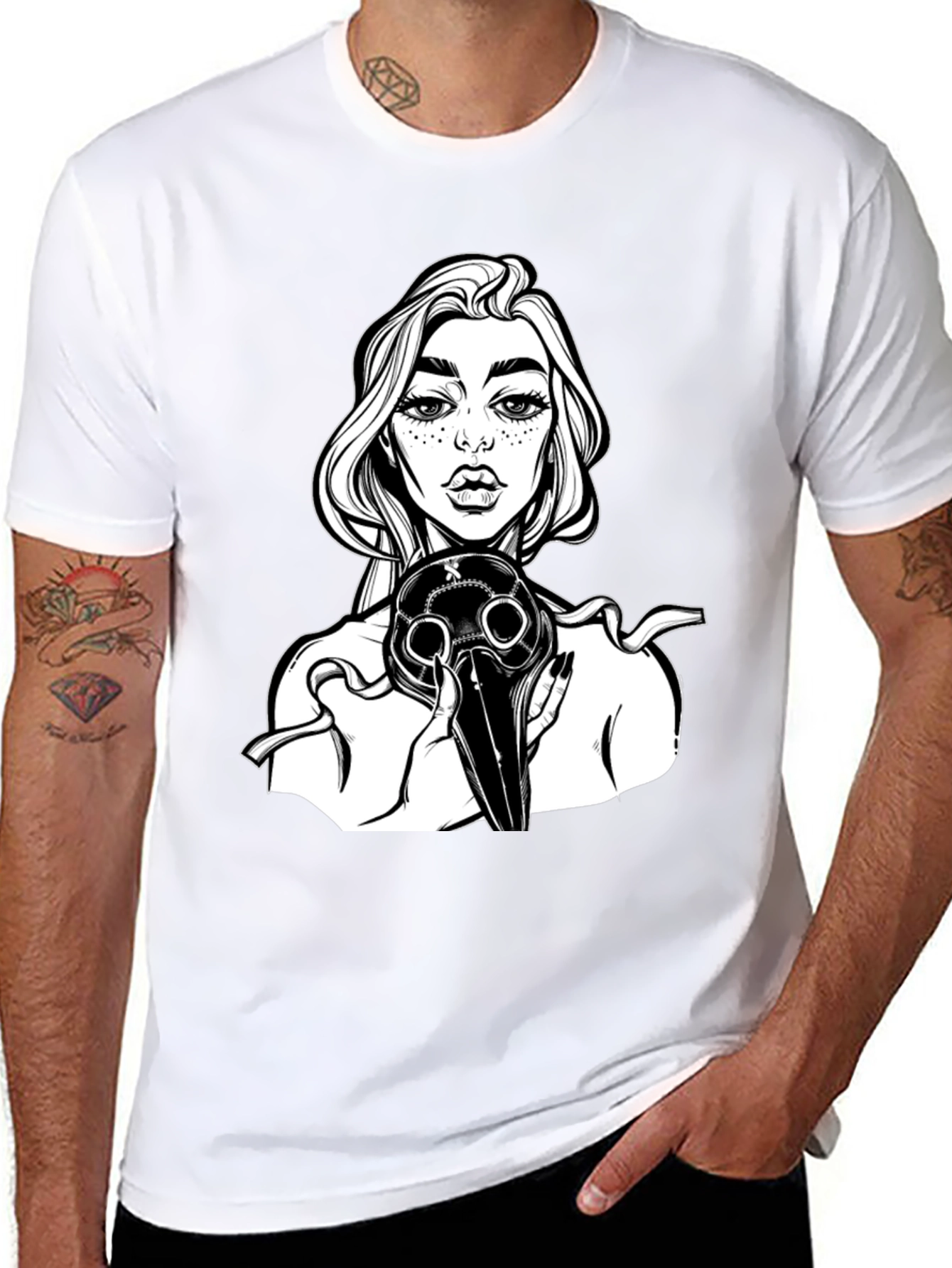 Gothic Plague Doctor Graphic Tee - Black