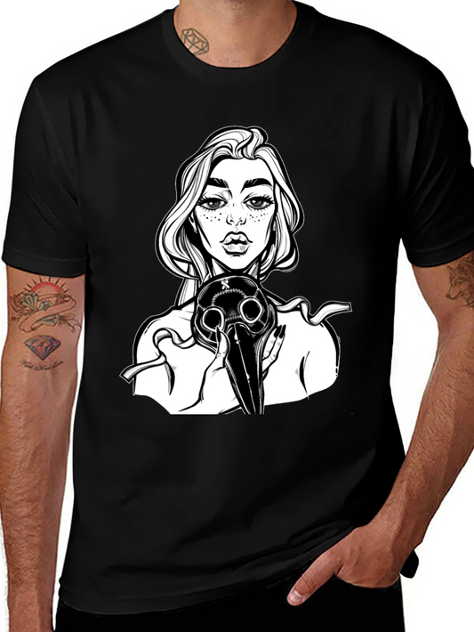 Gothic Plague Doctor Graphic Tee - Black