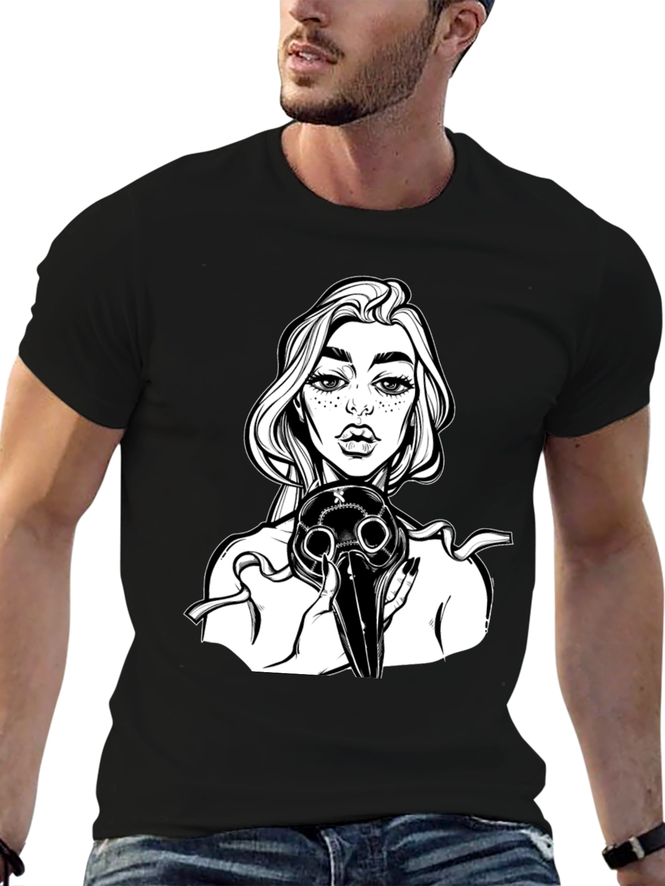 Gothic Plague Doctor Graphic Tee - Black