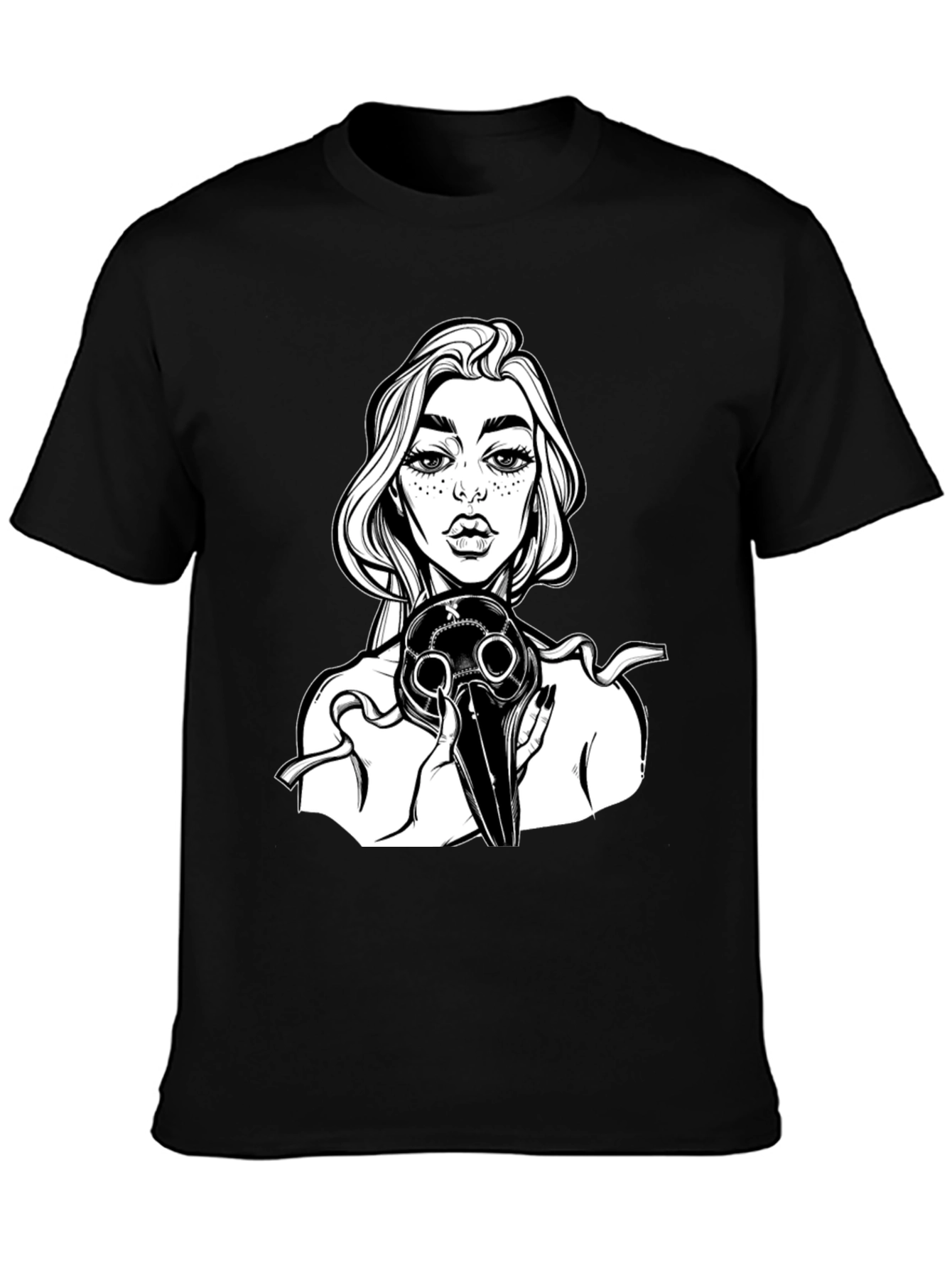 Gothic Plague Doctor Graphic Tee - Black