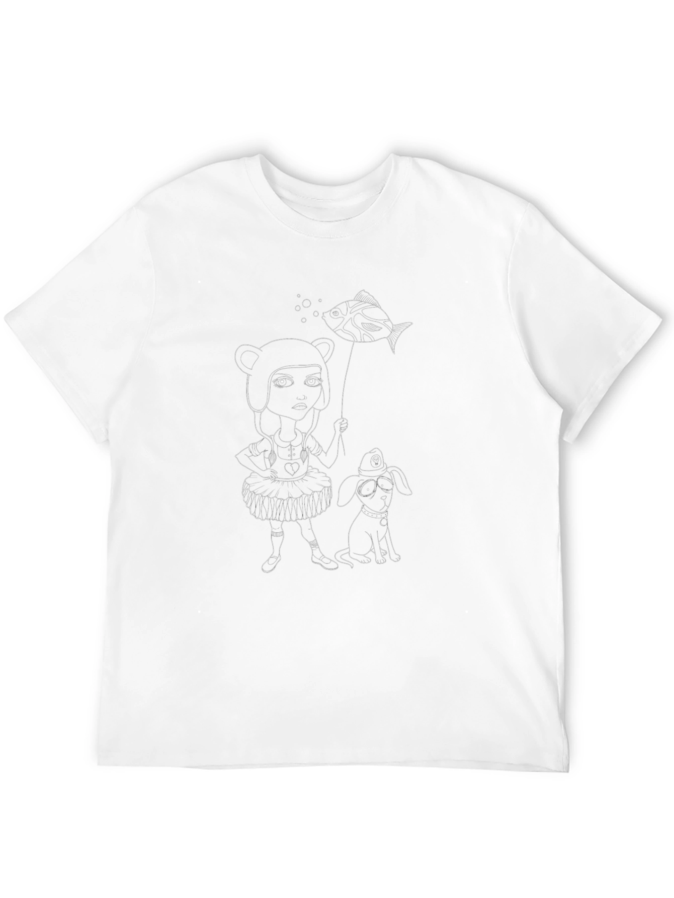Girl with Fish Balloon Graphic Tee
