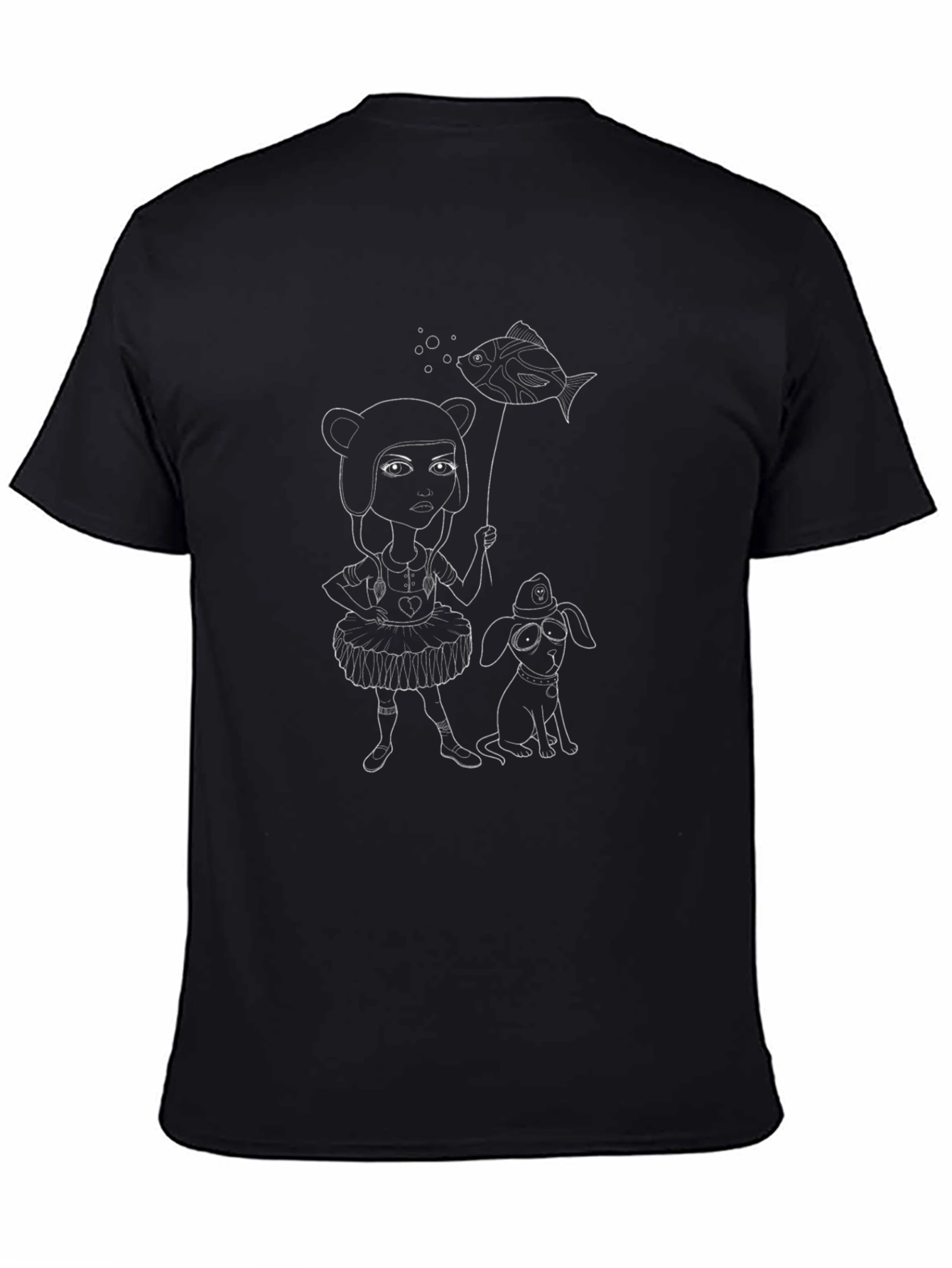 Girl with Fish Balloon Graphic Tee