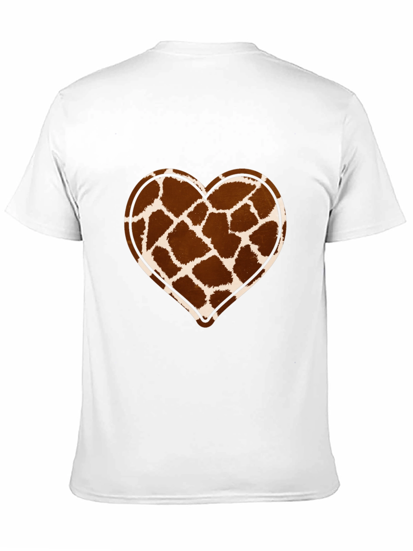 Giraffe Print Heart Graphic Tee - Trendy Casual Shirt