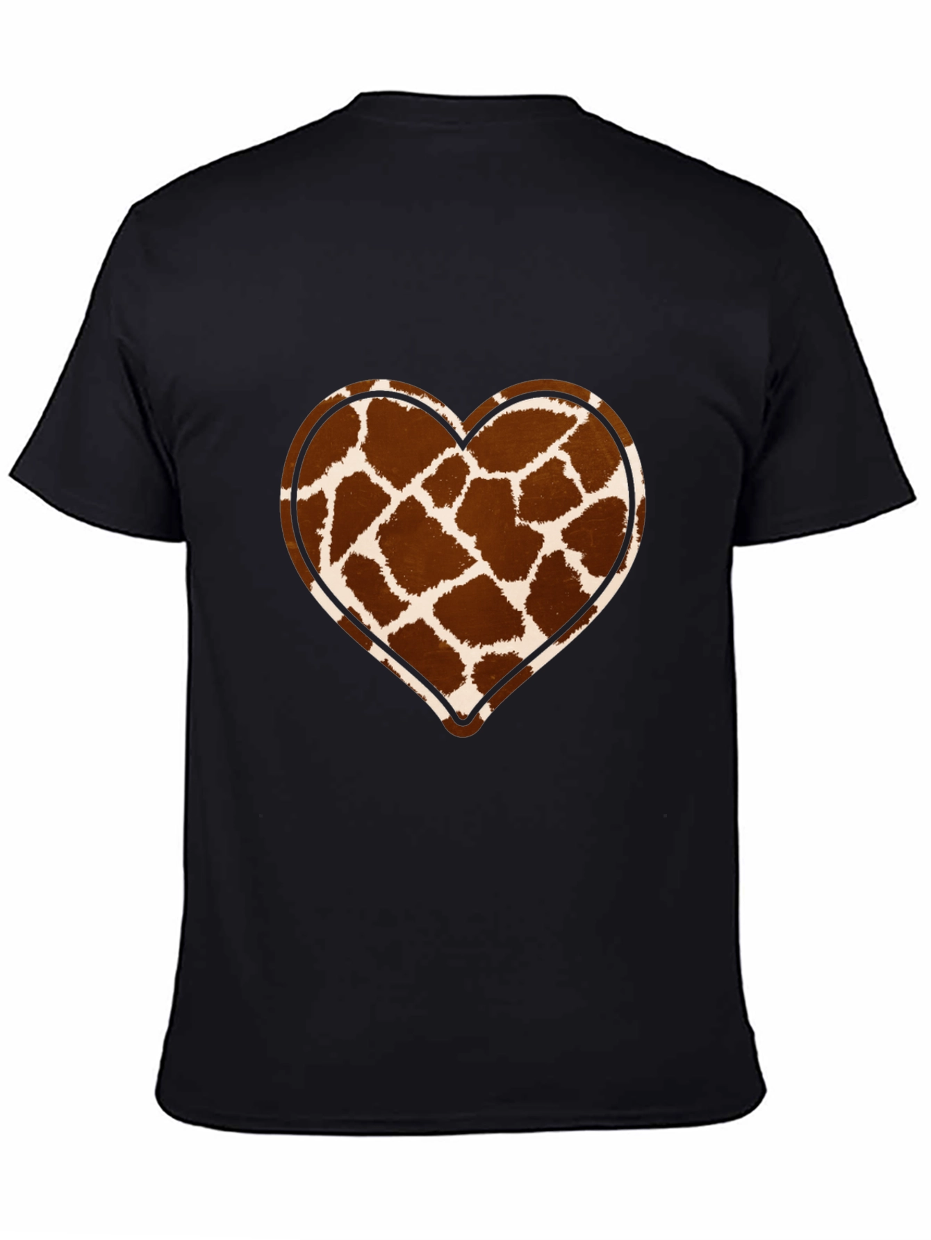 Giraffe Print Heart Graphic Tee - Trendy Casual Shirt