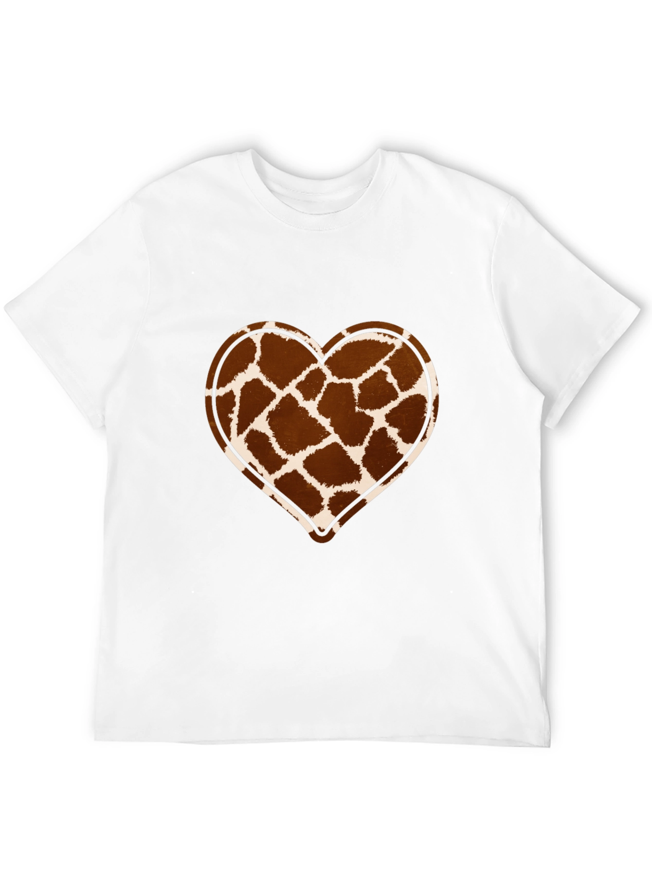 Giraffe Print Heart Graphic Tee - Trendy Casual Shirt