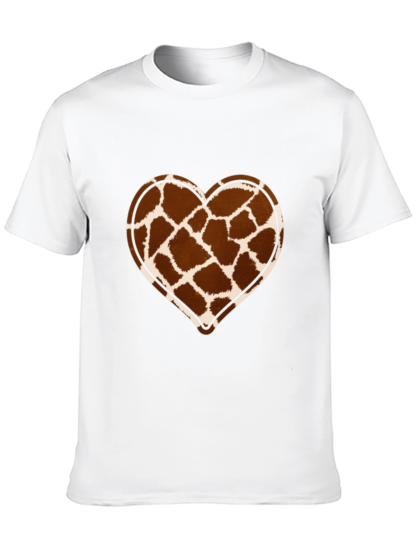 Giraffe Print Heart Graphic Tee - Trendy Casual Shirt