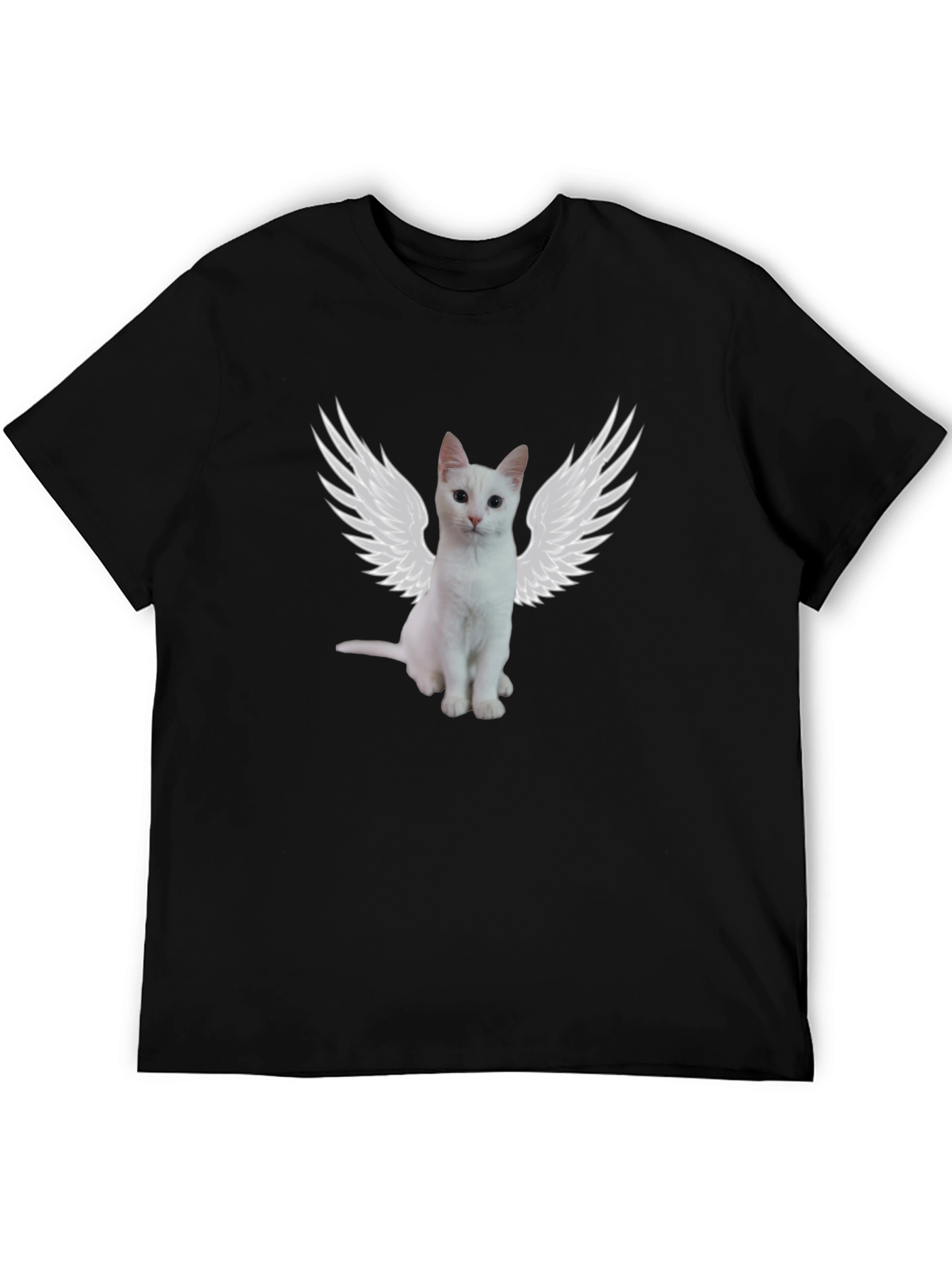 Angel Cat T-Shirt - Black Cotton Tee