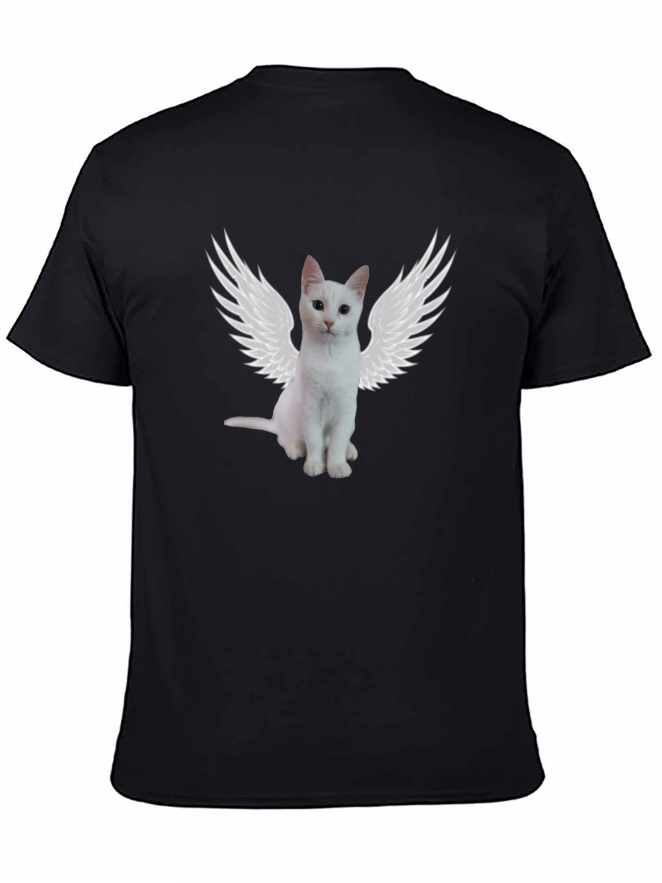 Angel Cat T-Shirt - Black Cotton Tee