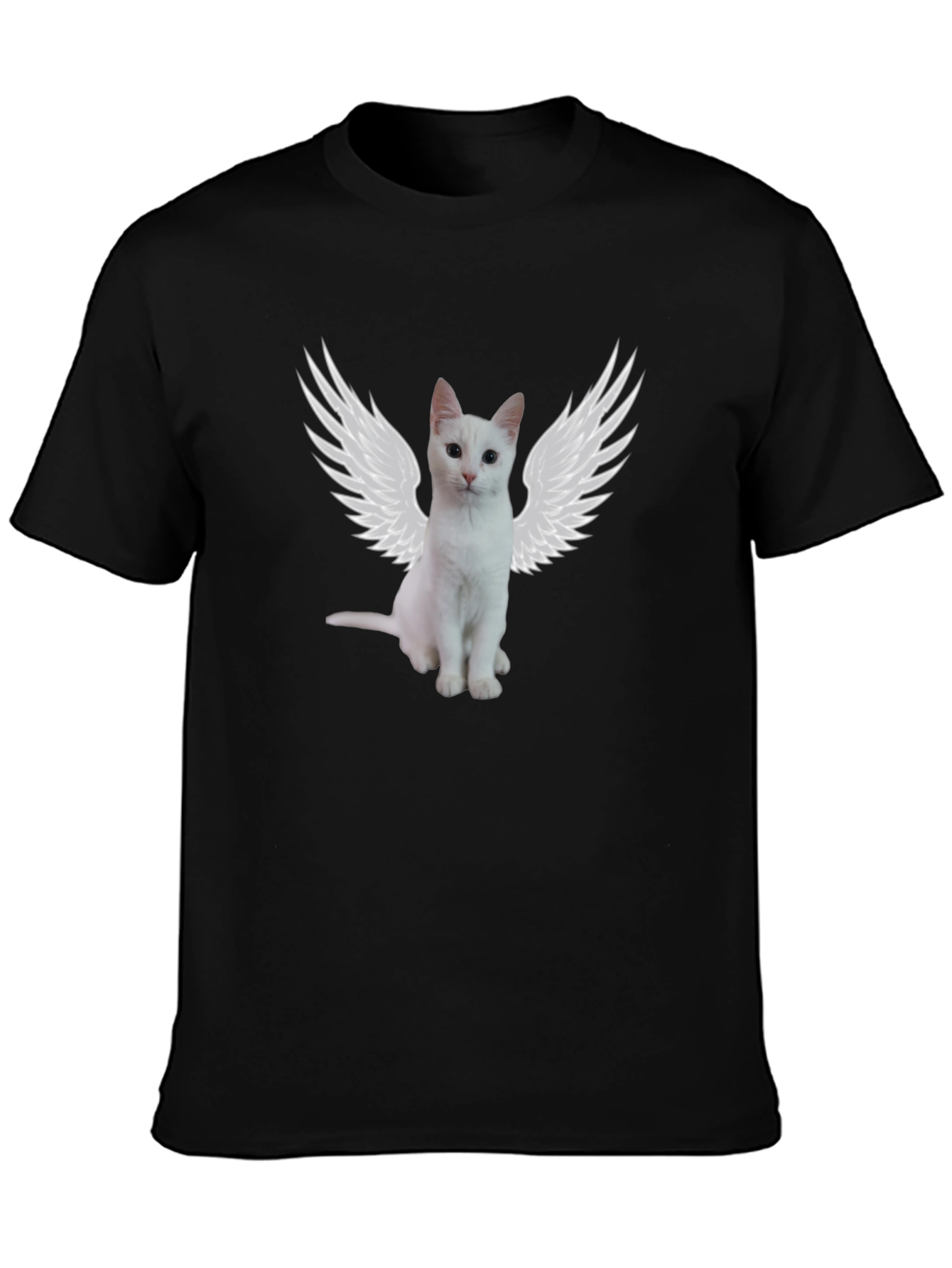 Angel Cat T-Shirt - Black Cotton Tee