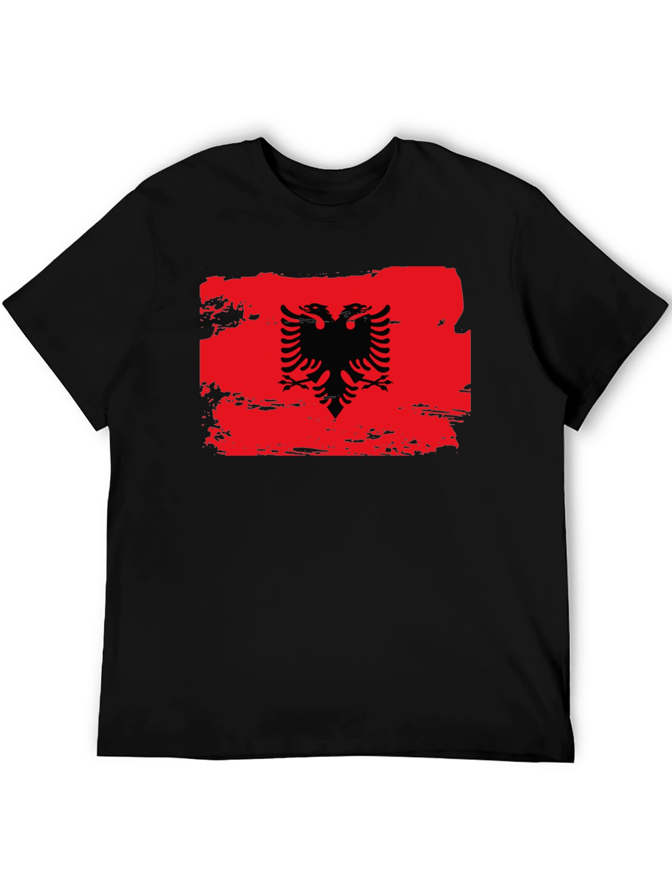 Albanian Flag Eagle Graphic Black T-Shirt