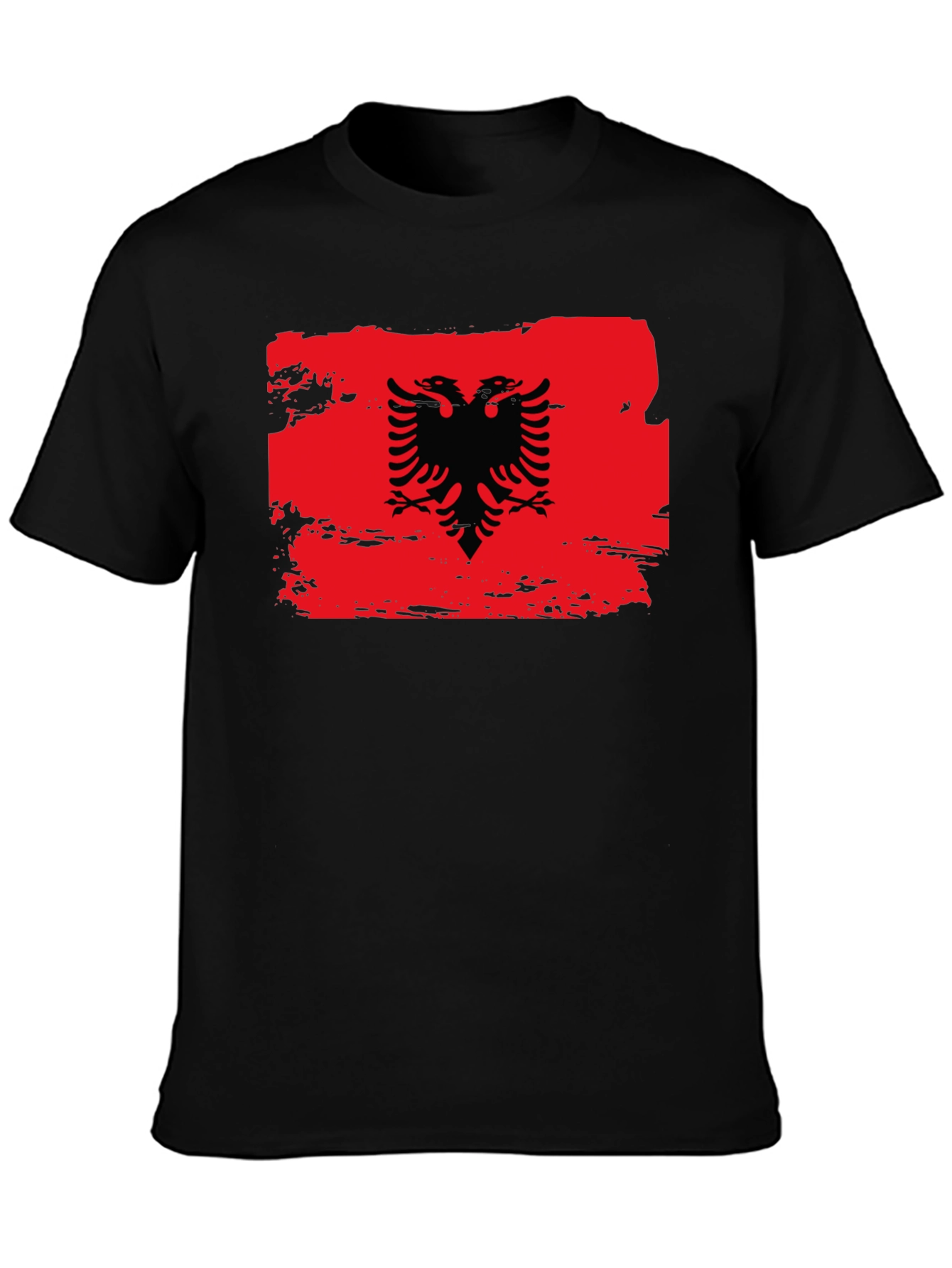 Albanian Flag Eagle Graphic Black T-Shirt