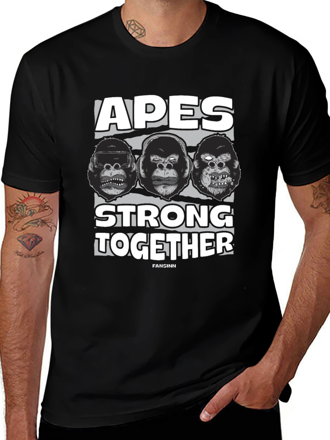 Apes Strong Together Black T-Shirt