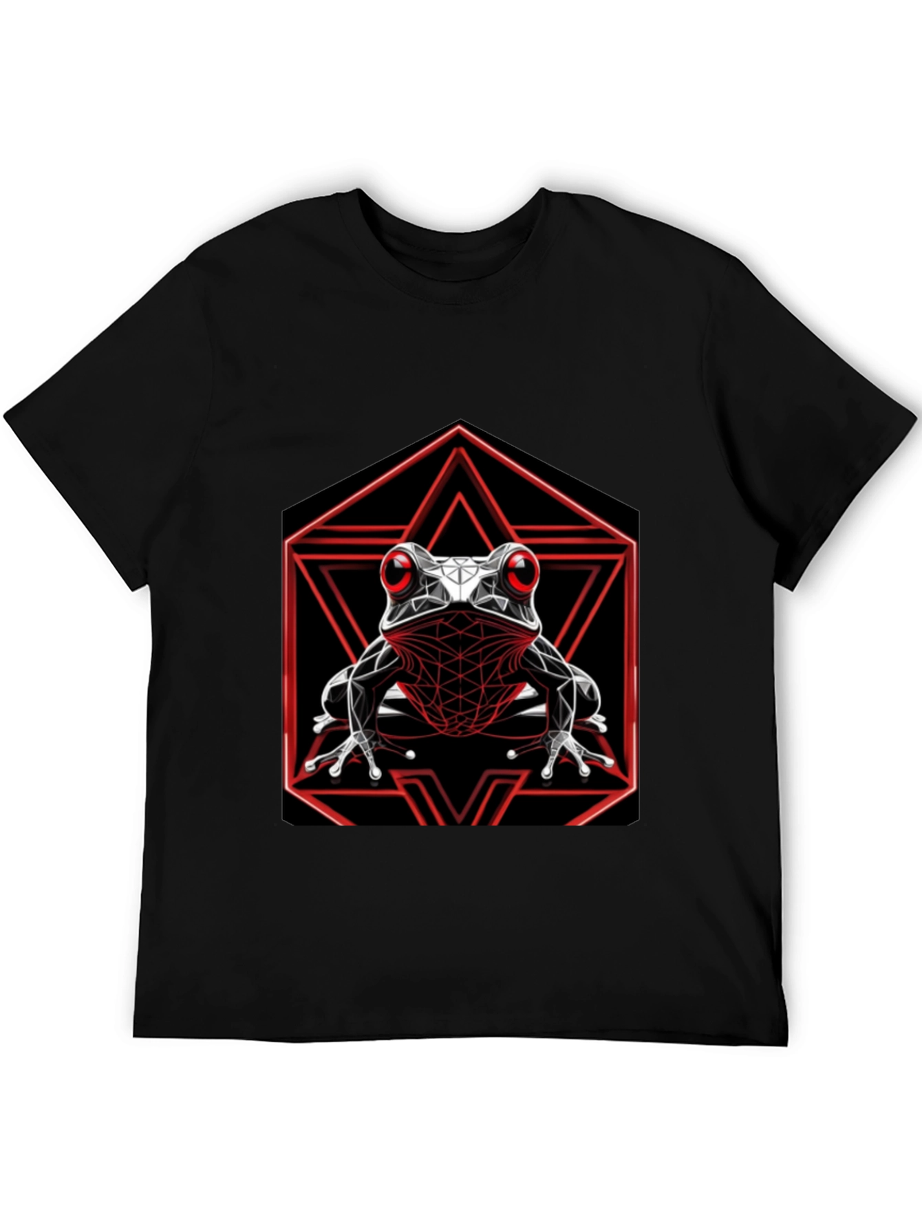 Geometric Frog Graphic T-Shirt - Black