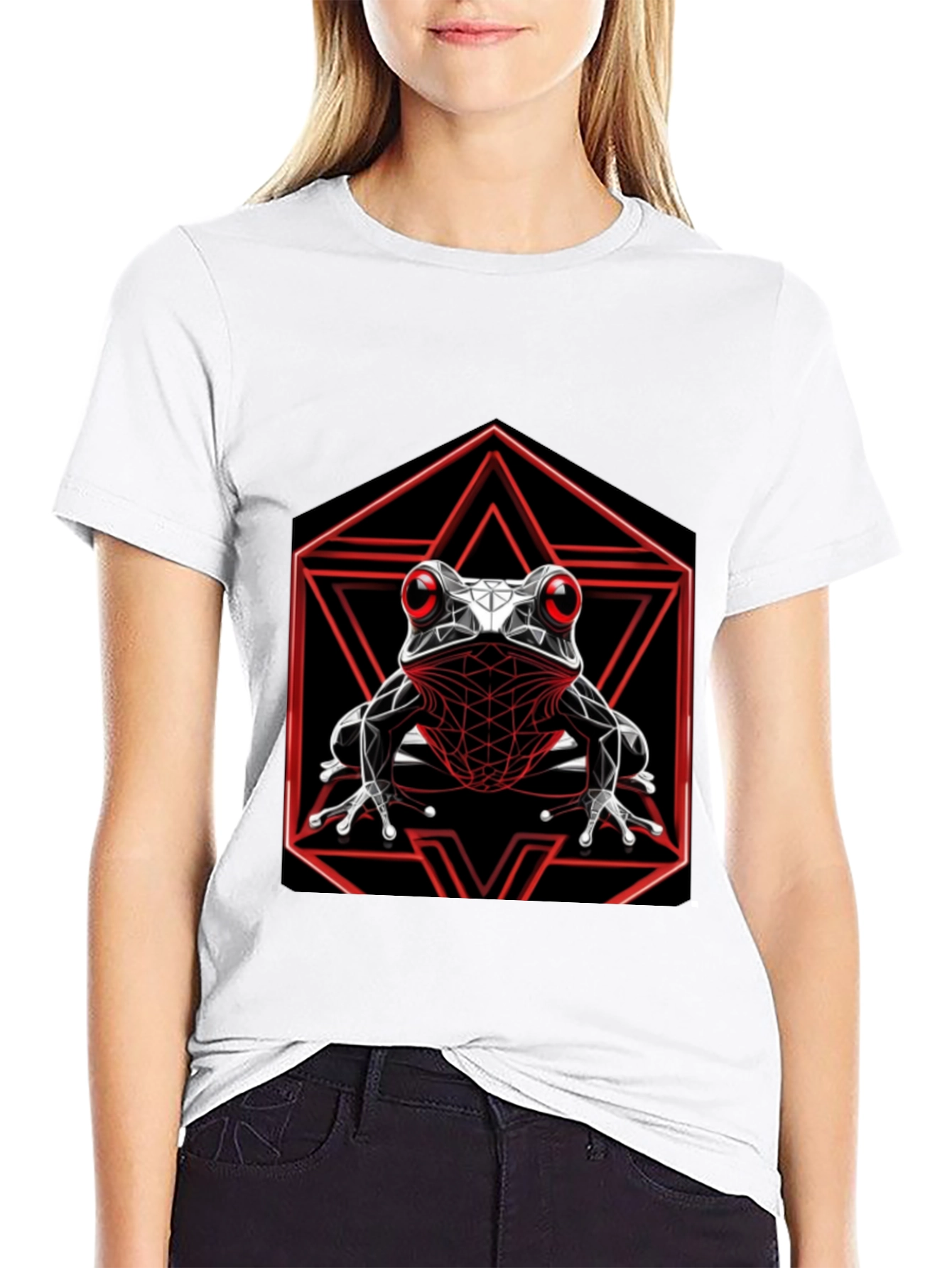 Geometric Frog Graphic T-Shirt - Black