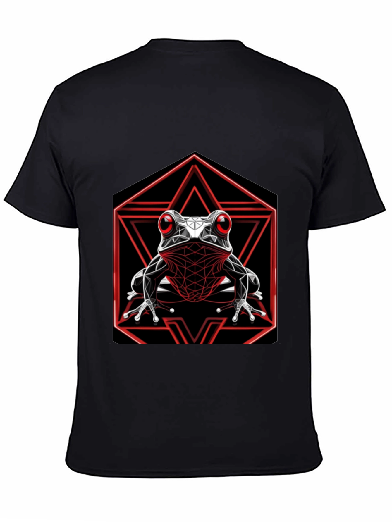 Geometric Frog Graphic T-Shirt - Black
