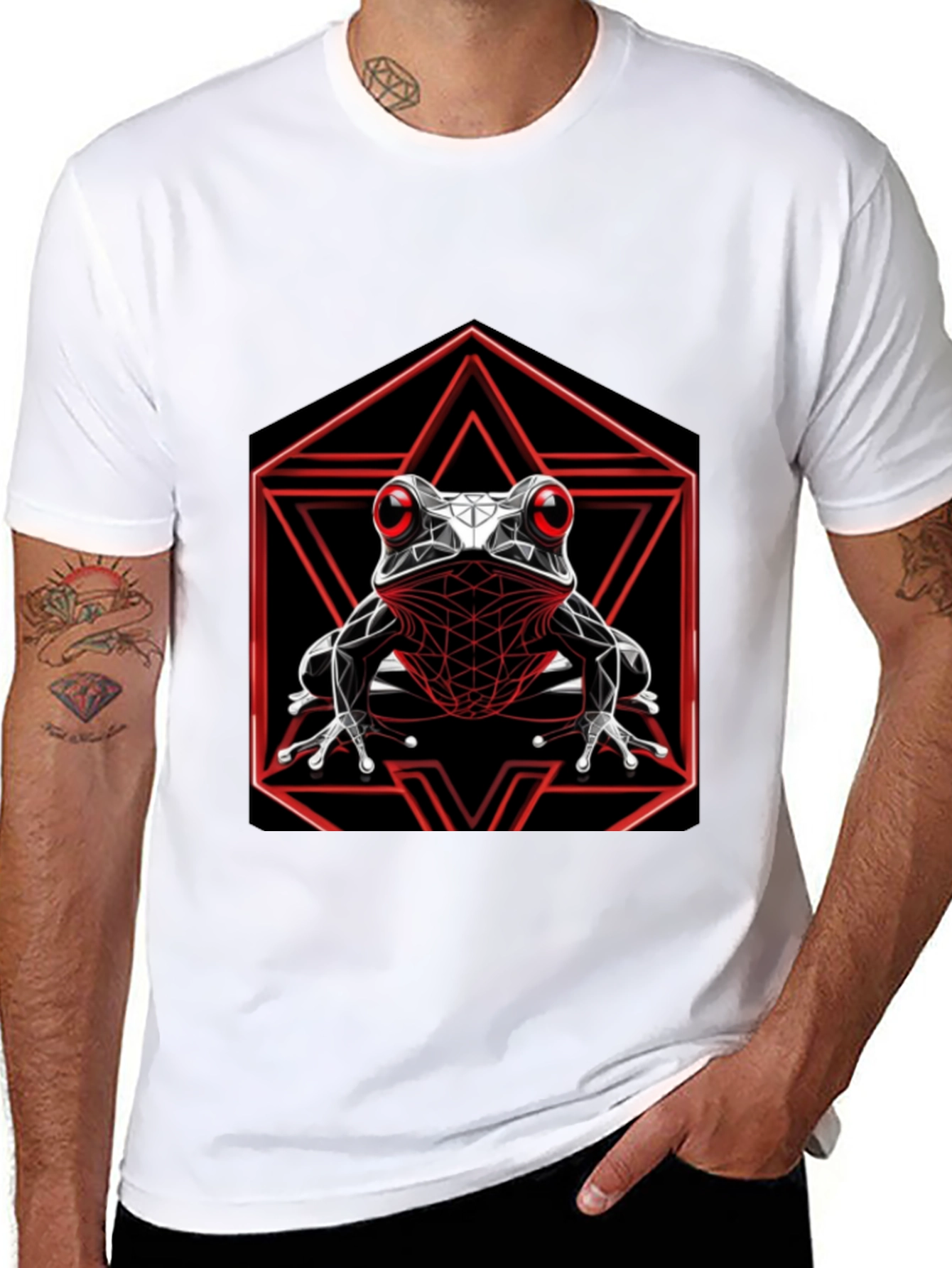 Geometric Frog Graphic T-Shirt - Black