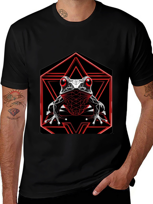 Geometric Frog Graphic T-Shirt - Black