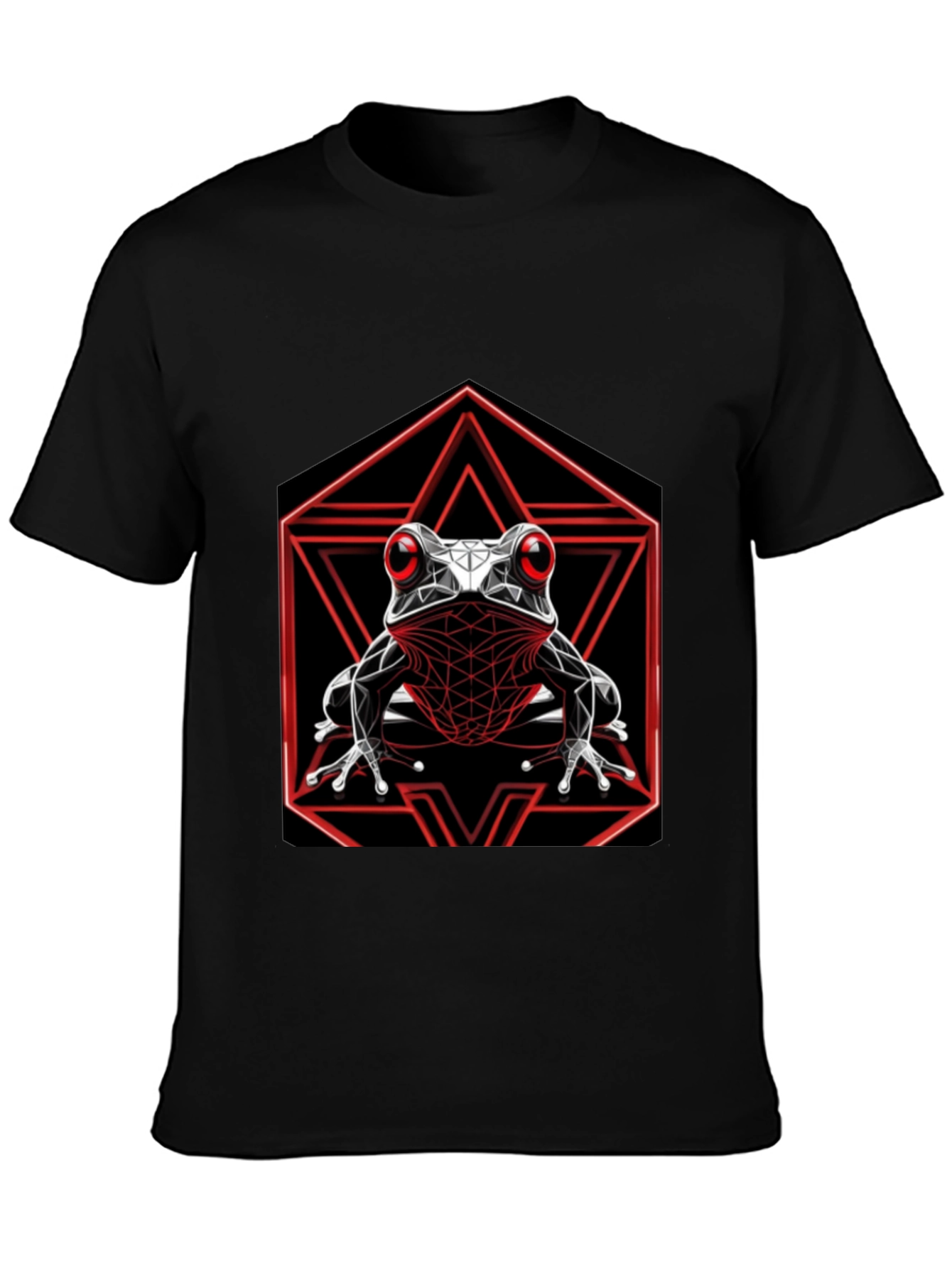 Geometric Frog Graphic T-Shirt - Black