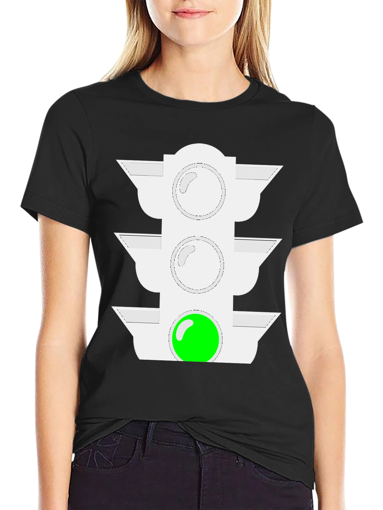 Green Light Traffic Signal Graphic Tee - Black