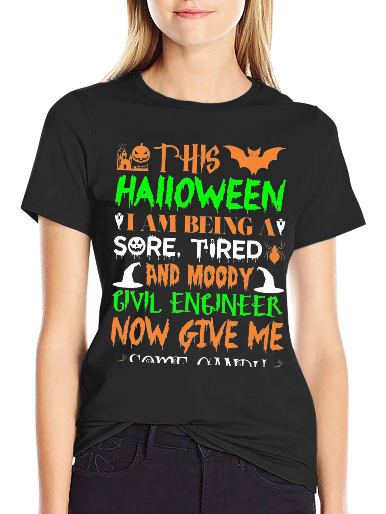 Halloween Civil Engineer T-Shirt: Sore Tired & Moody