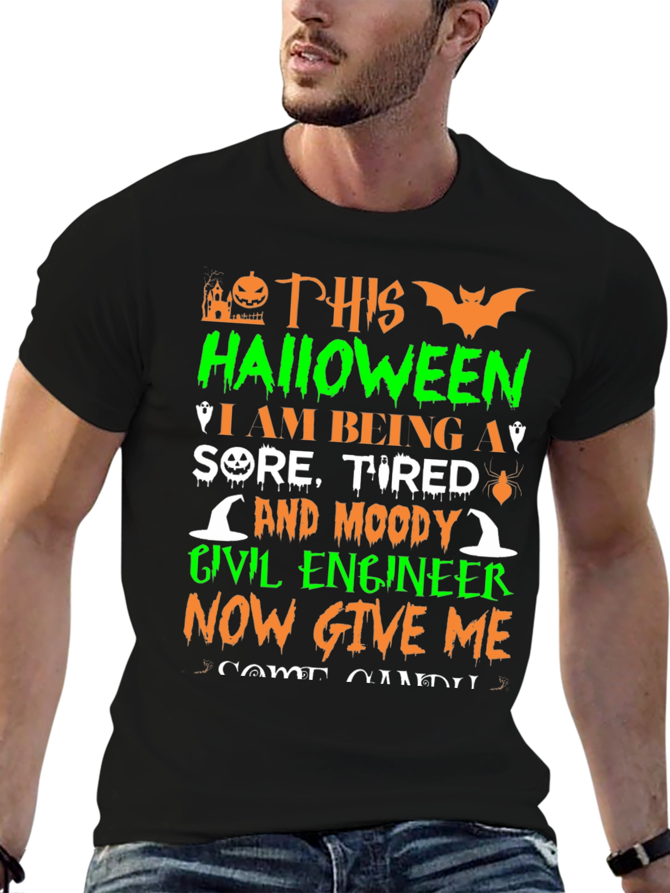 Halloween Civil Engineer T-Shirt: Sore Tired & Moody
