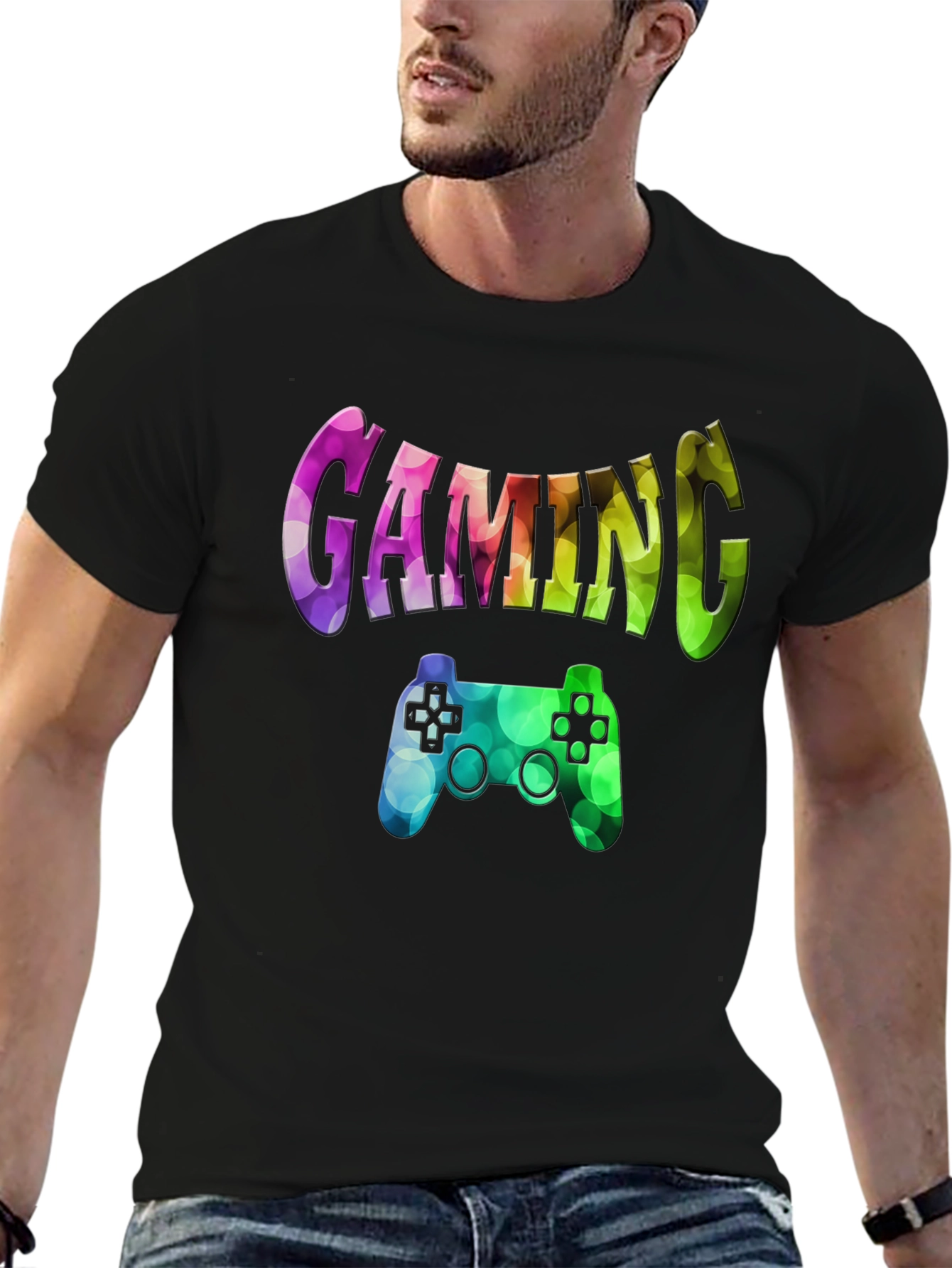 Gaming T-Shirt - Rainbow Game Controller Design