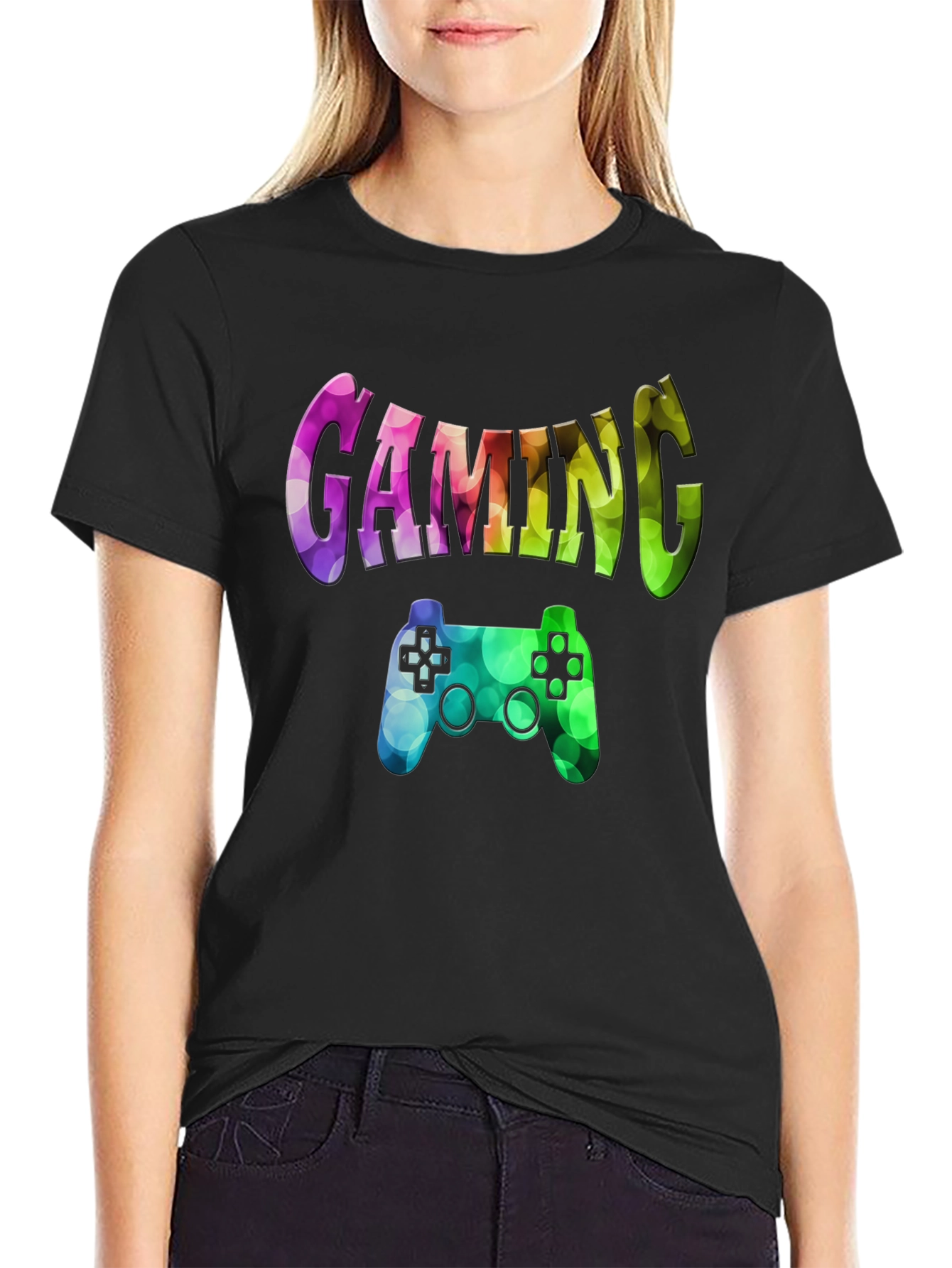 Gaming T-Shirt - Rainbow Game Controller Design