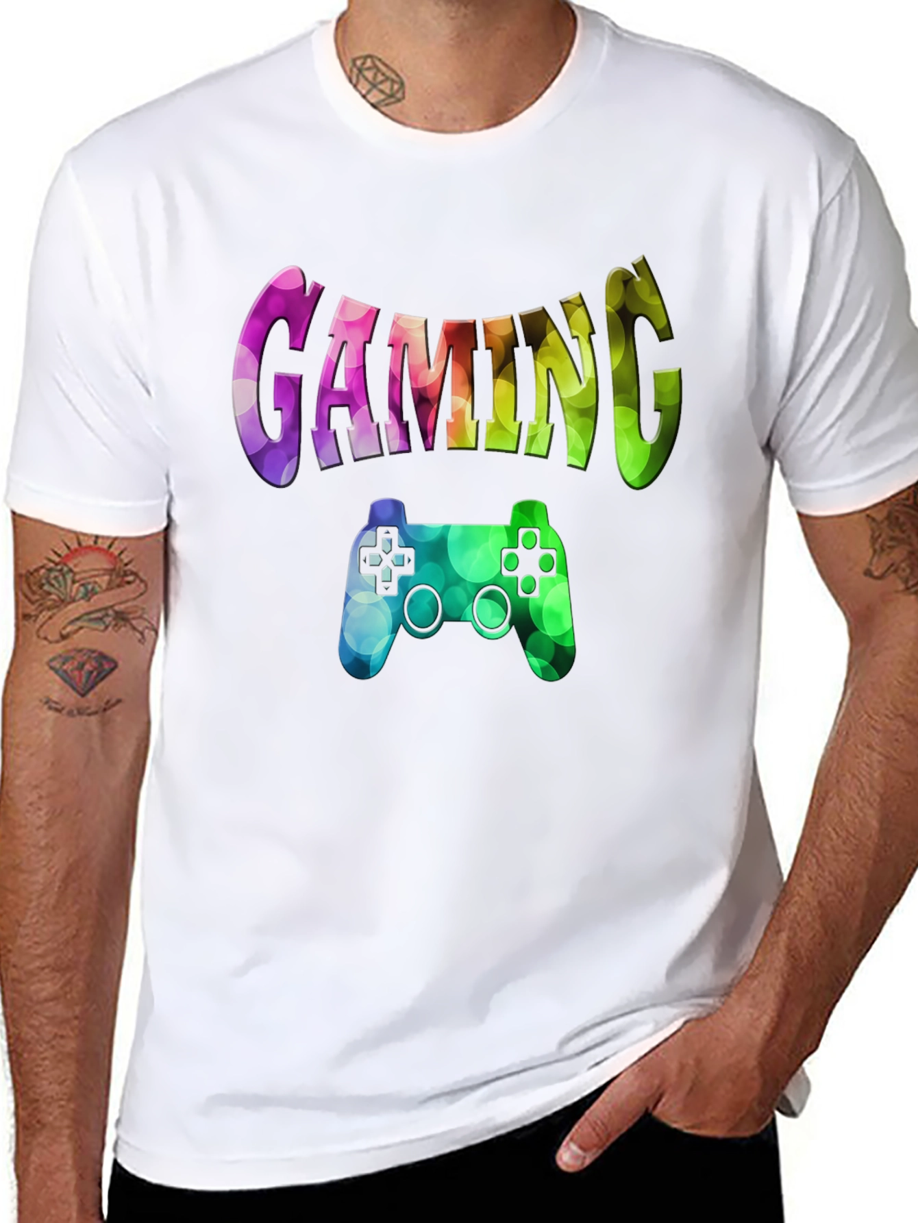 Gaming T-Shirt - Rainbow Game Controller Design