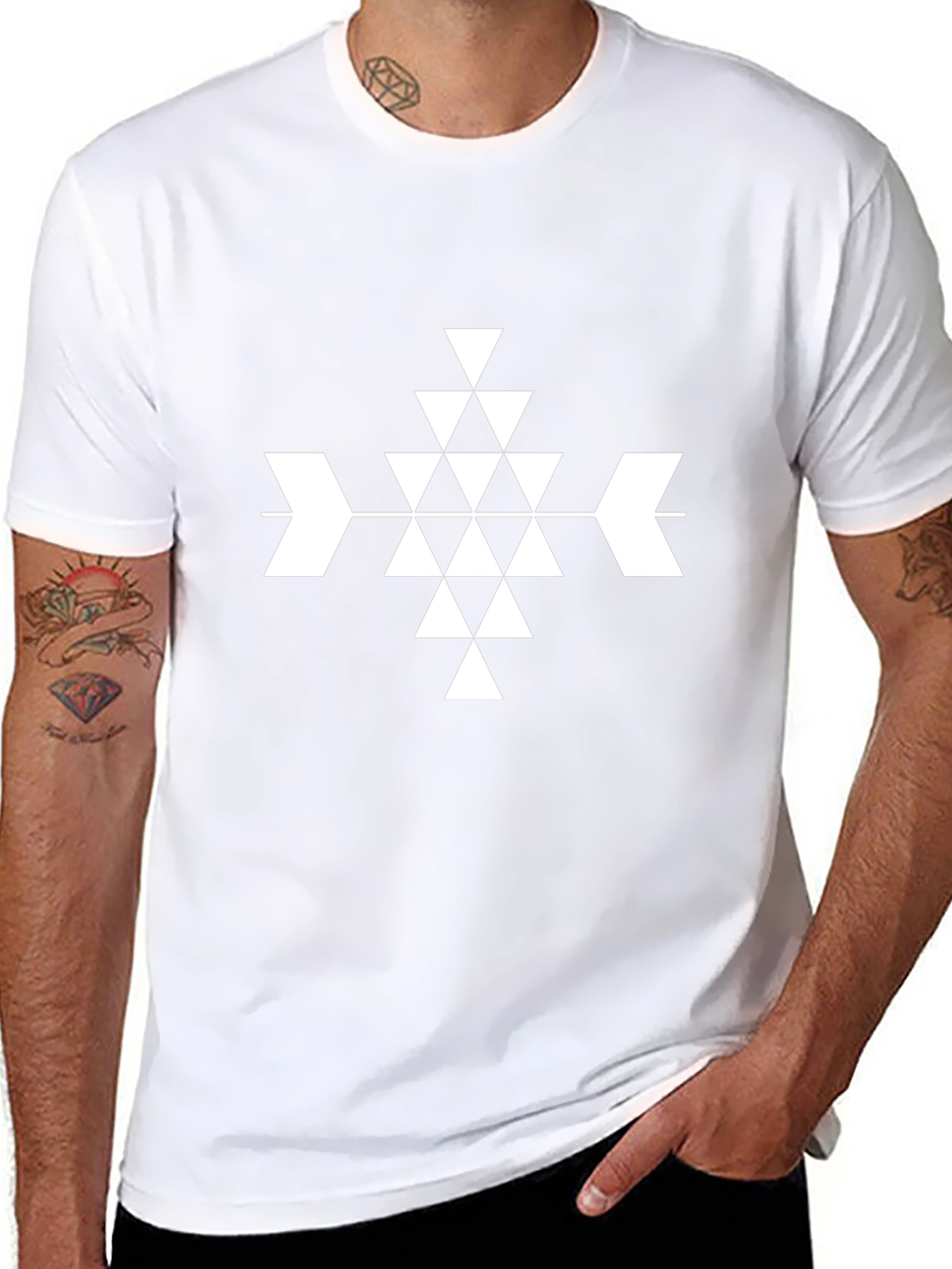 Geometric Aztec Triangle Black T-Shirt