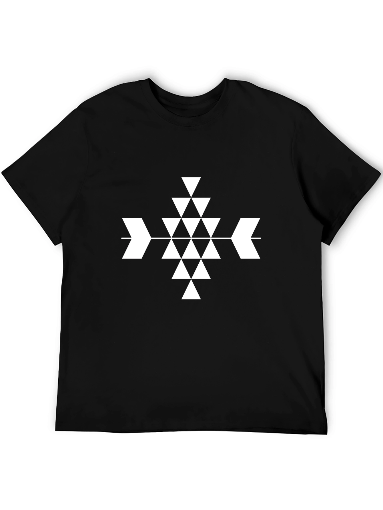 Geometric Aztec Triangle Black T-Shirt