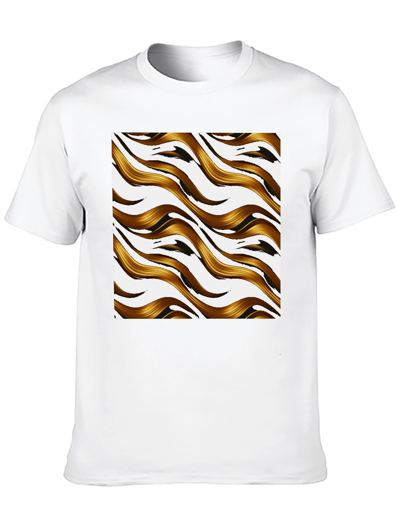 Golden Waves Graphic Print Black T-Shirt