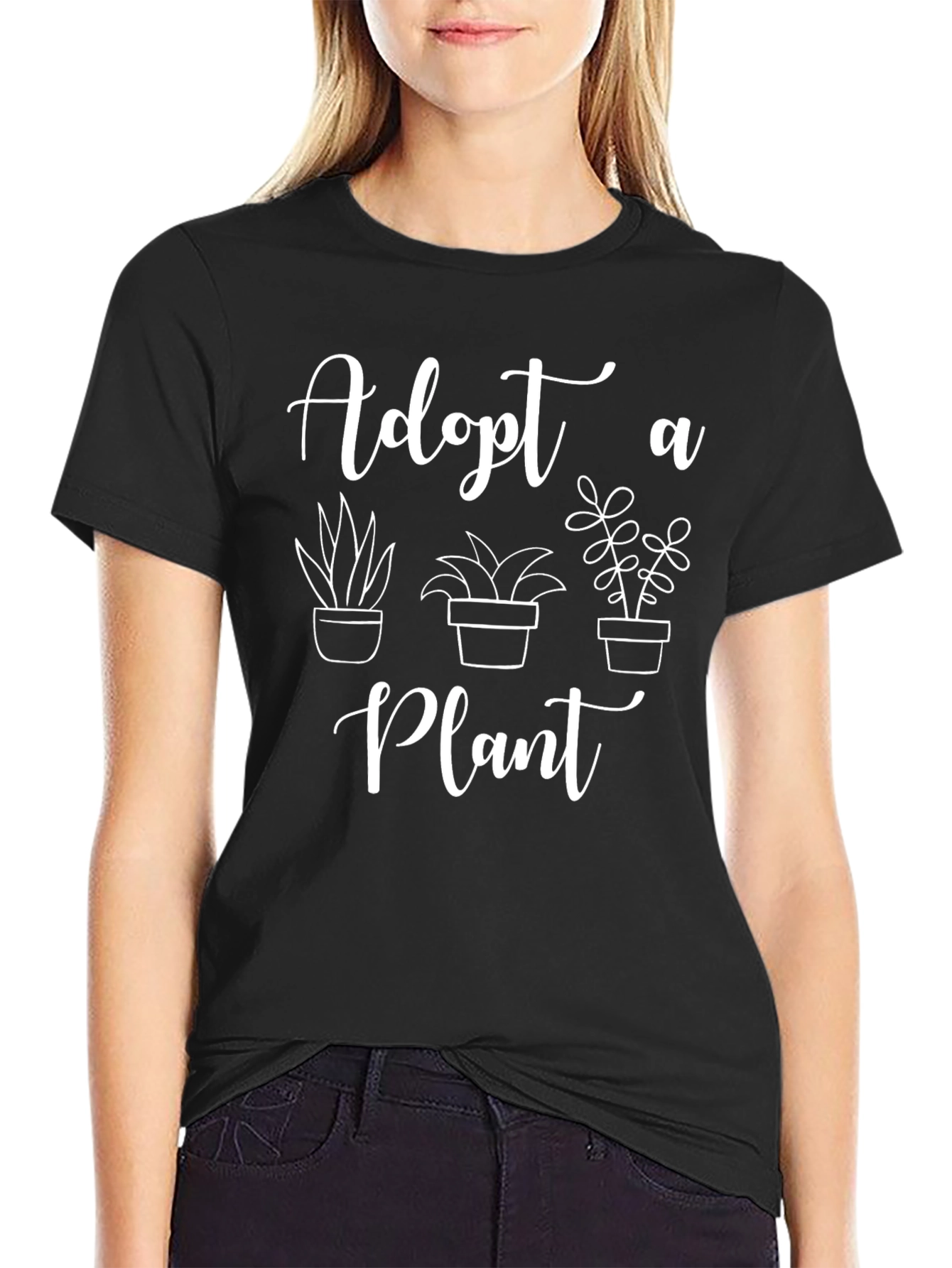 Adopt a Plant Black Graphic T-Shirt