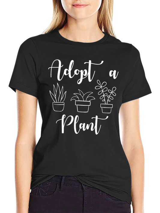 Adopt a Plant Black Graphic T-Shirt