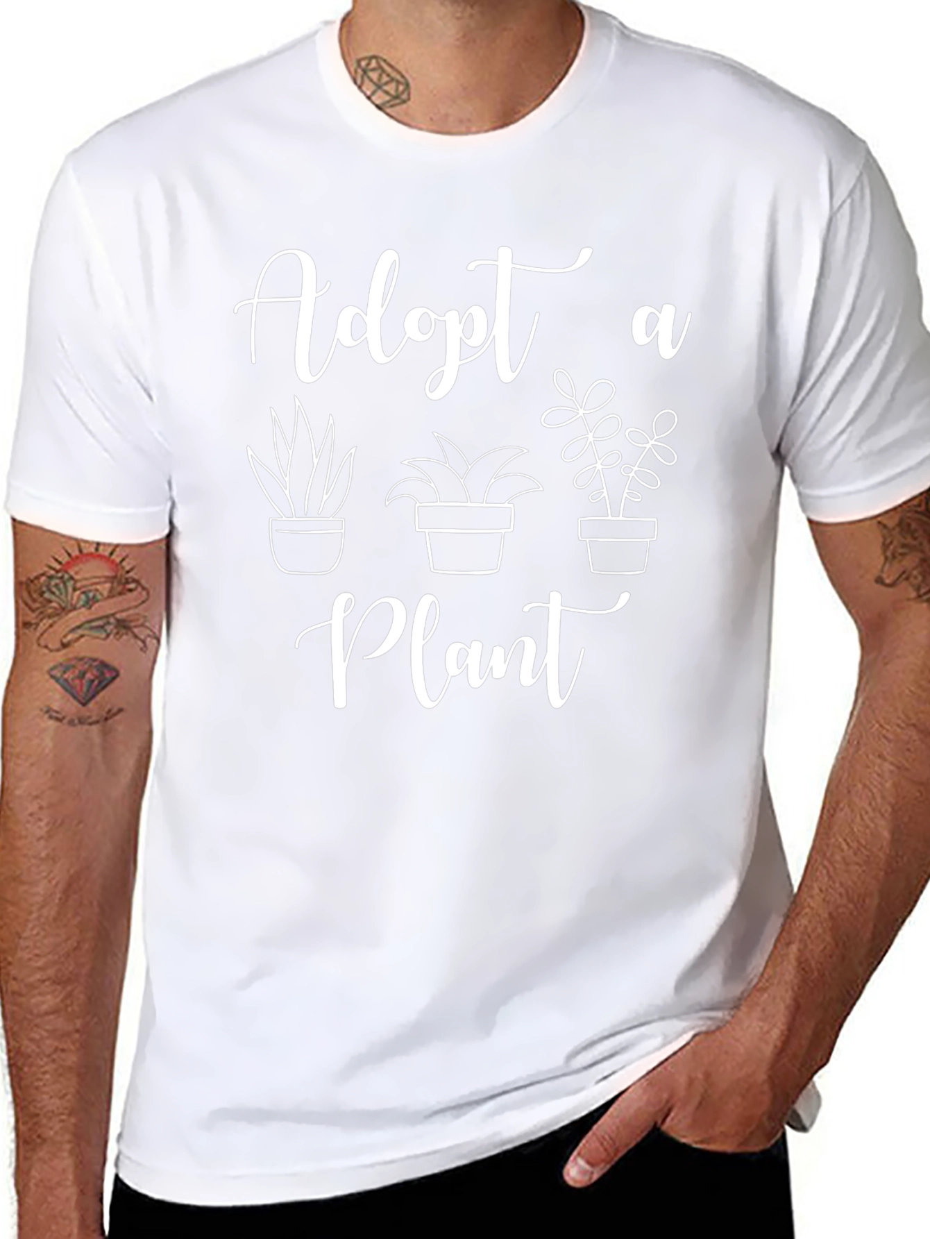 Adopt a Plant Black Graphic T-Shirt
