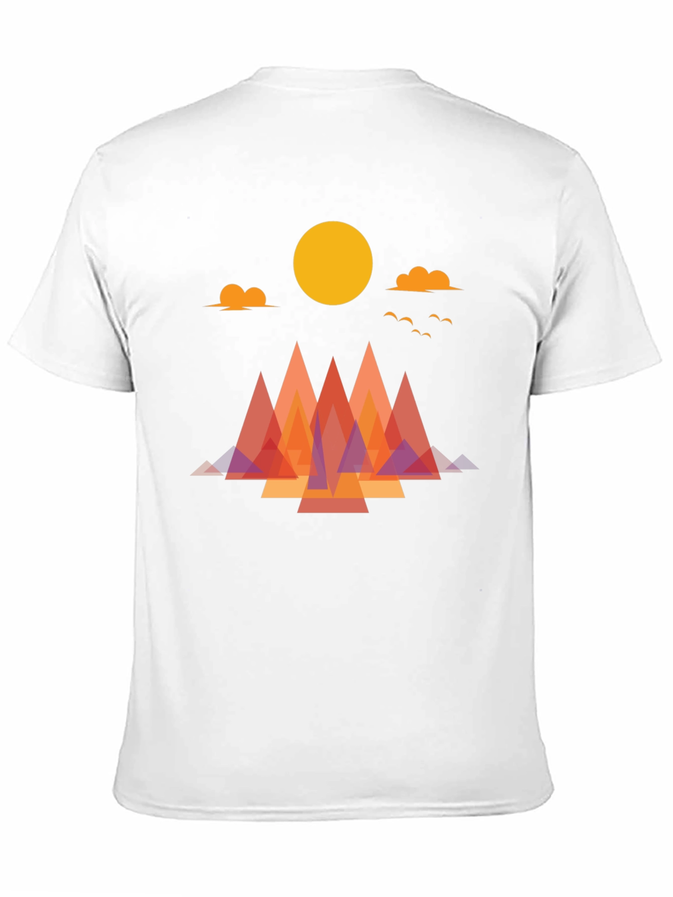 Geometric Mountain Sunrise Graphic Tee - Soft Cotton Blend