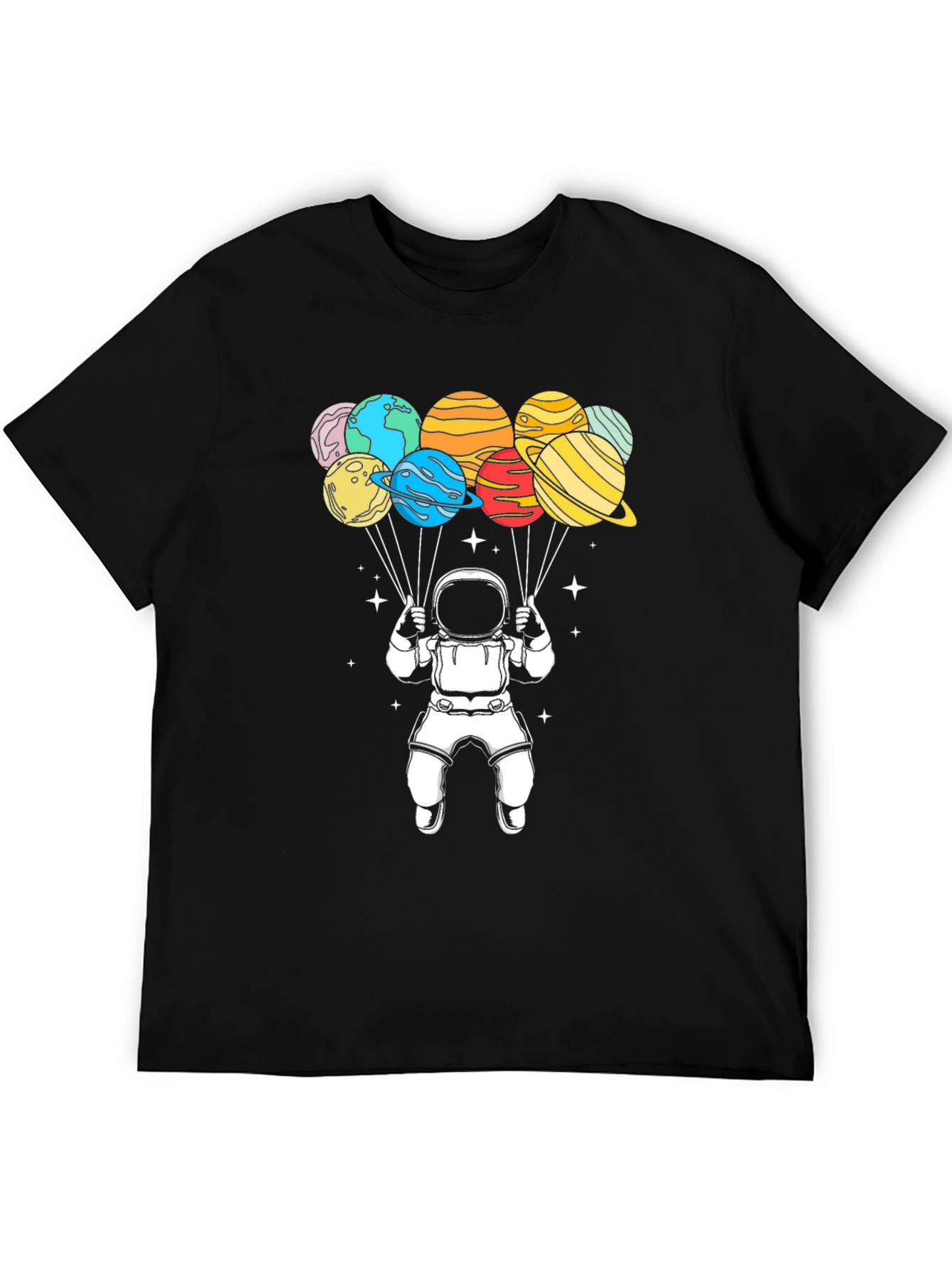 Astronaut Planet Balloons T-Shirt - Space Graphic Tee
