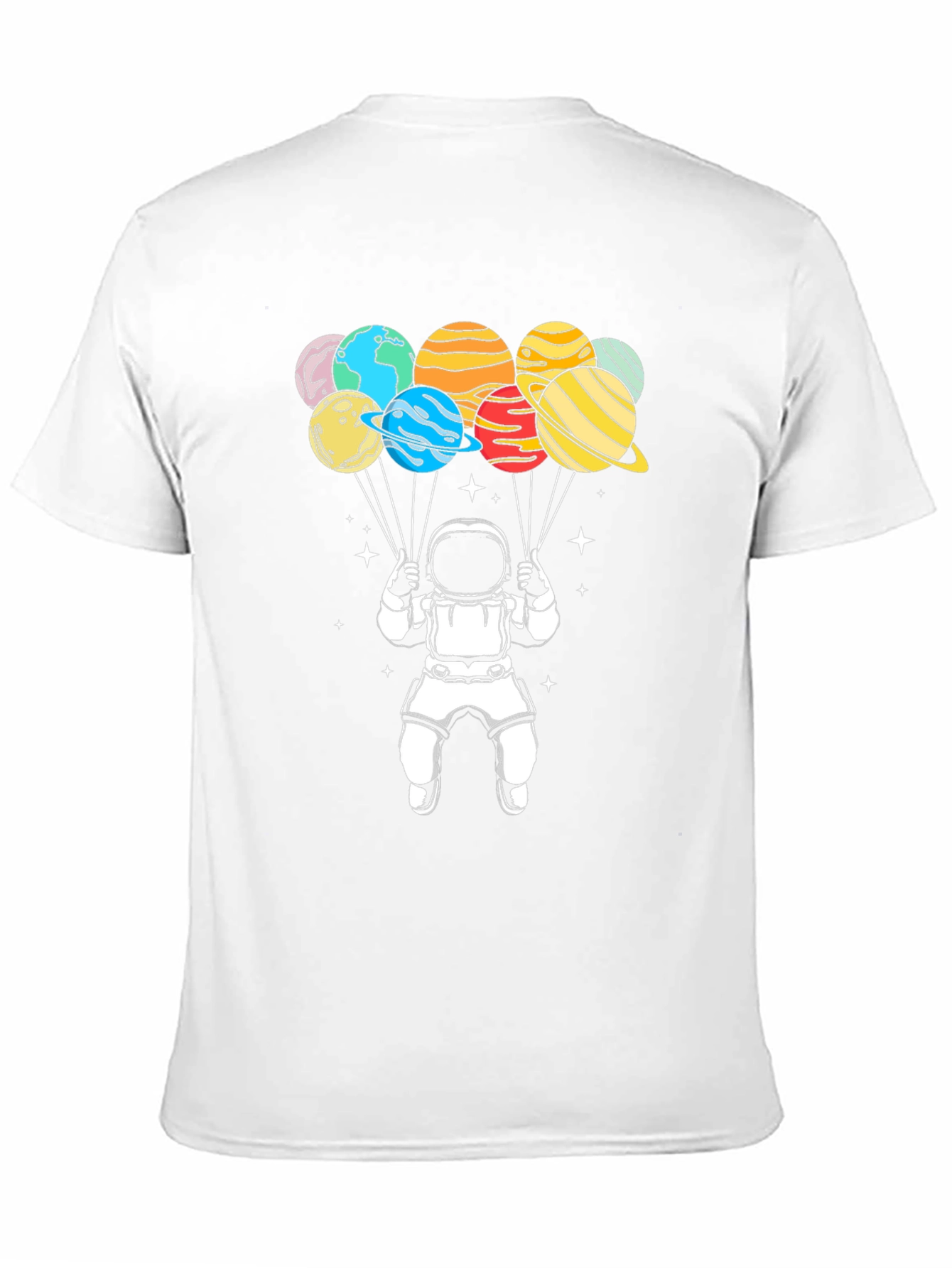 Astronaut Planet Balloons T-Shirt - Space Graphic Tee