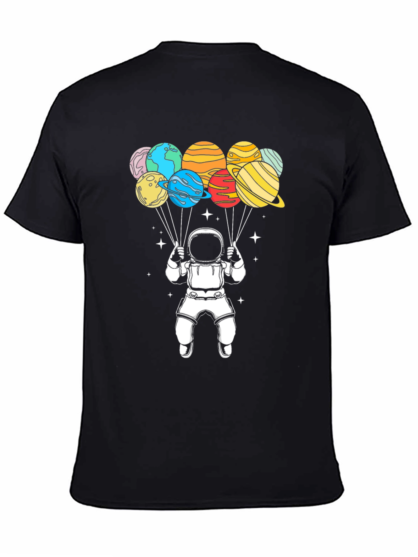 Astronaut Planet Balloons T-Shirt - Space Graphic Tee