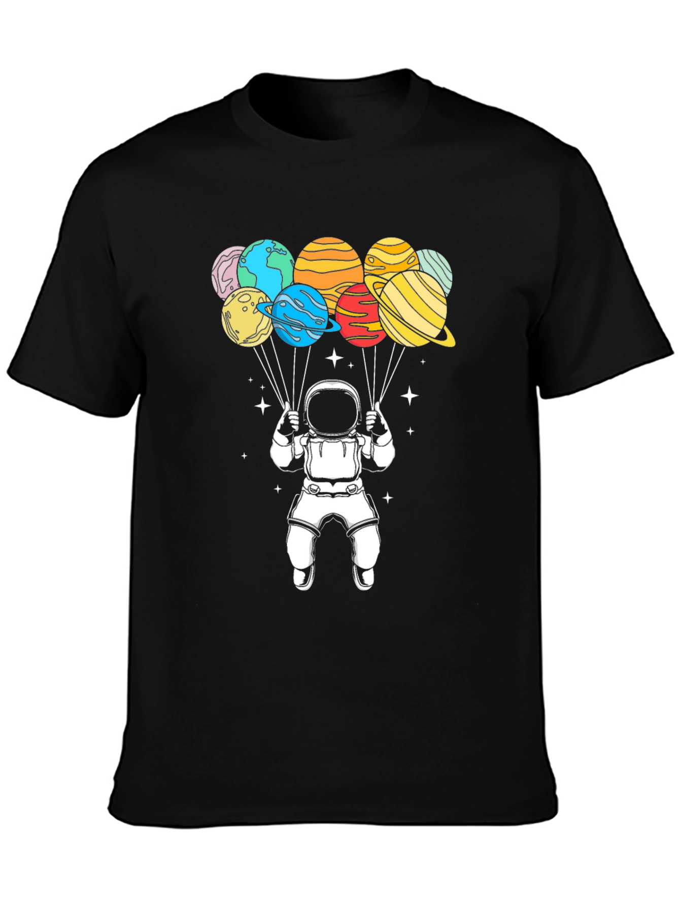 Astronaut Planet Balloons T-Shirt - Space Graphic Tee