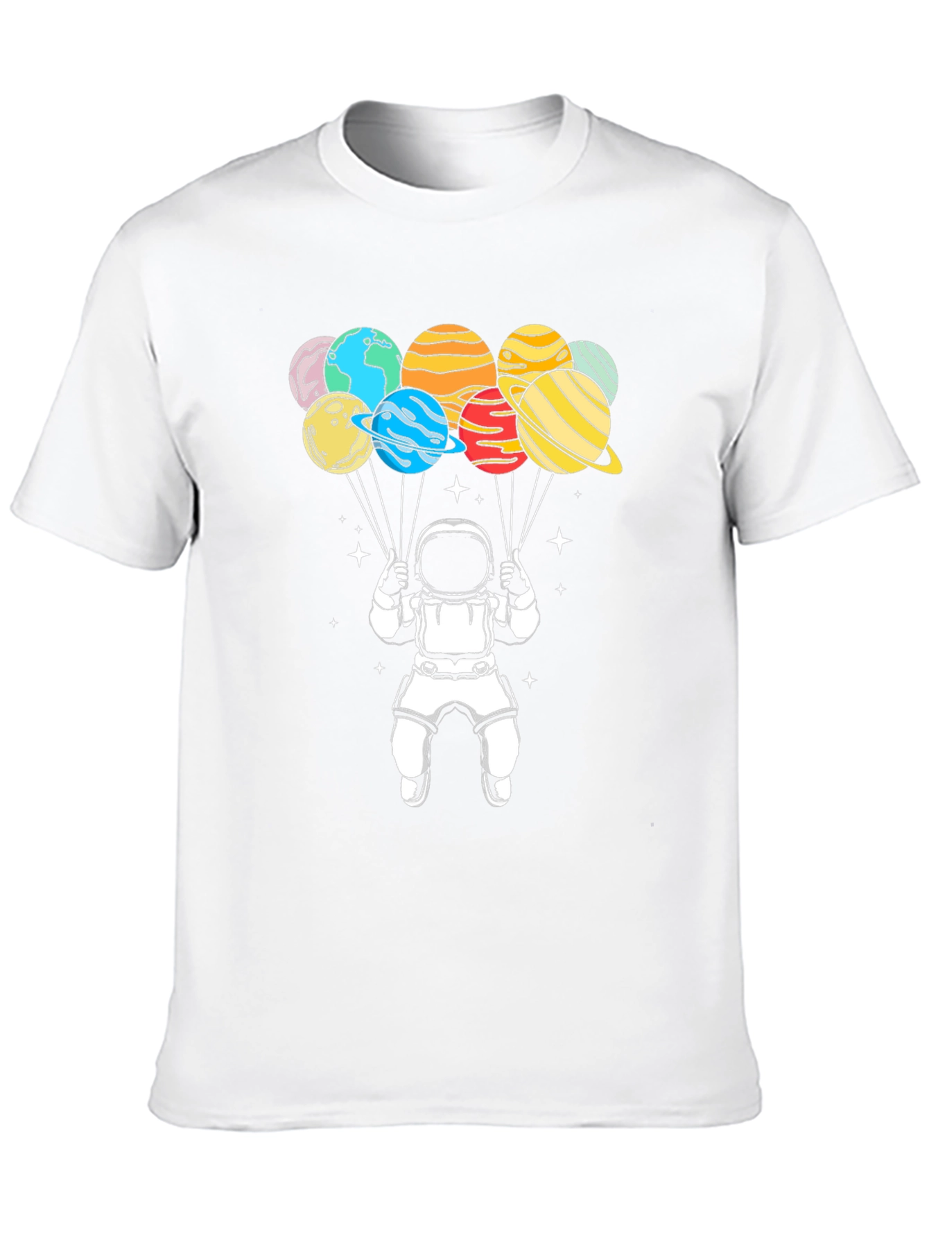 Astronaut Planet Balloons T-Shirt - Space Graphic Tee