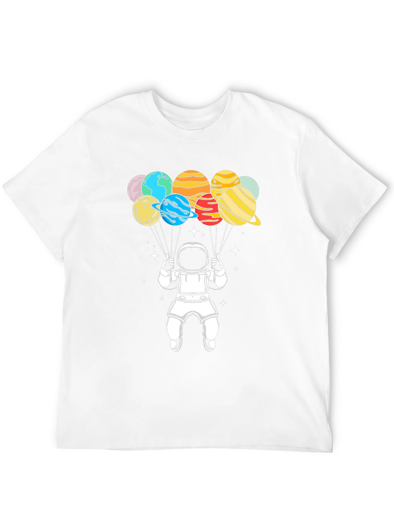 Astronaut Planet Balloons T-Shirt - Space Graphic Tee