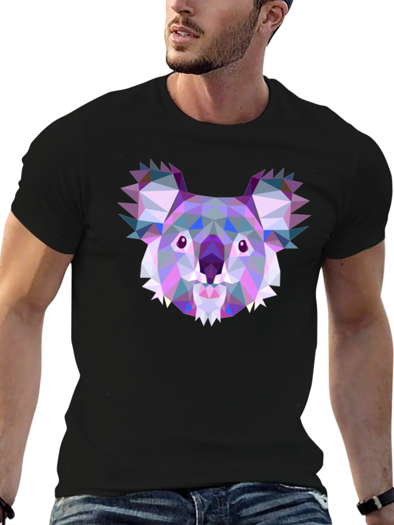 Geometric Koala Black T-Shirt