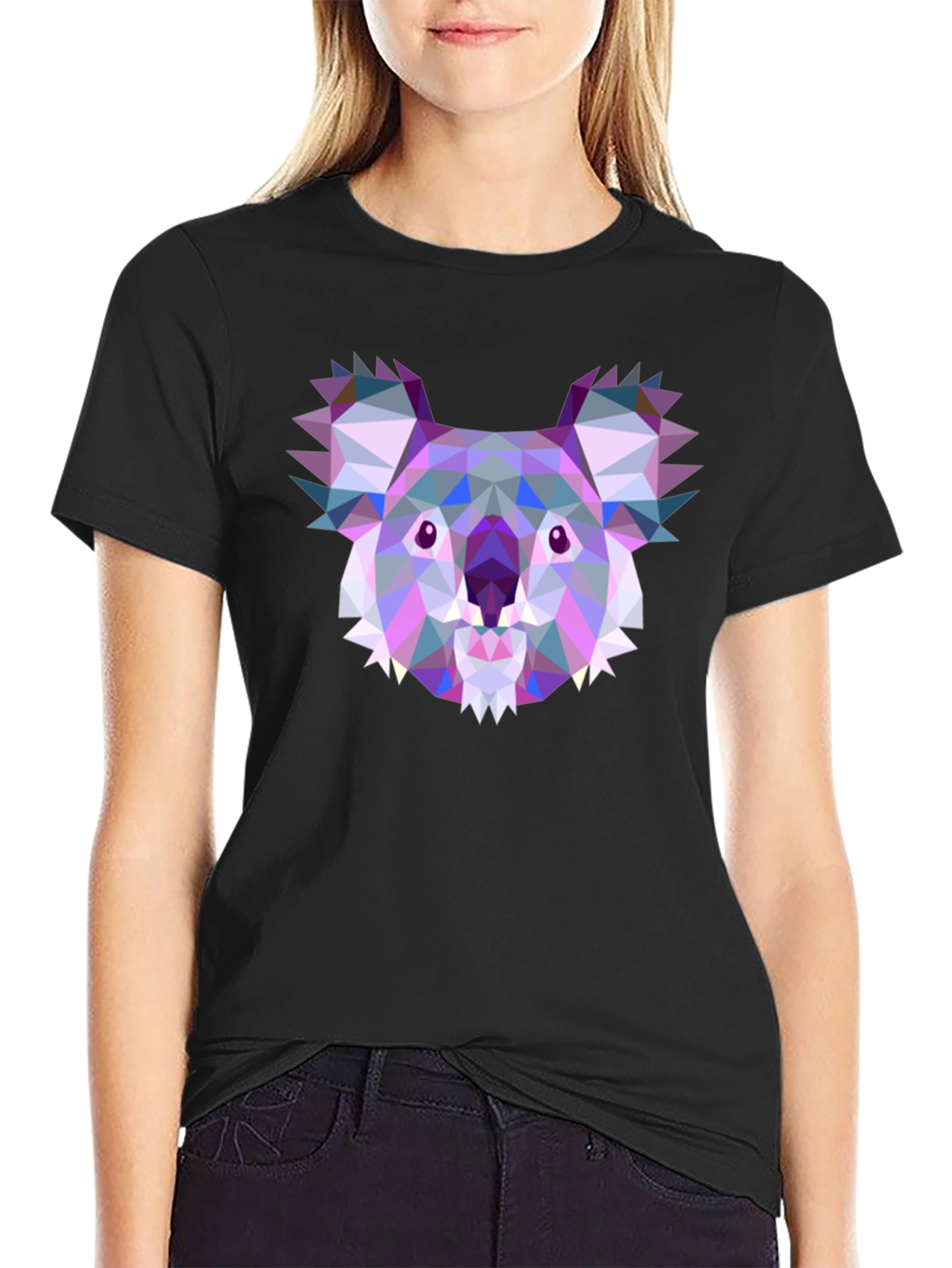 Geometric Koala Black T-Shirt