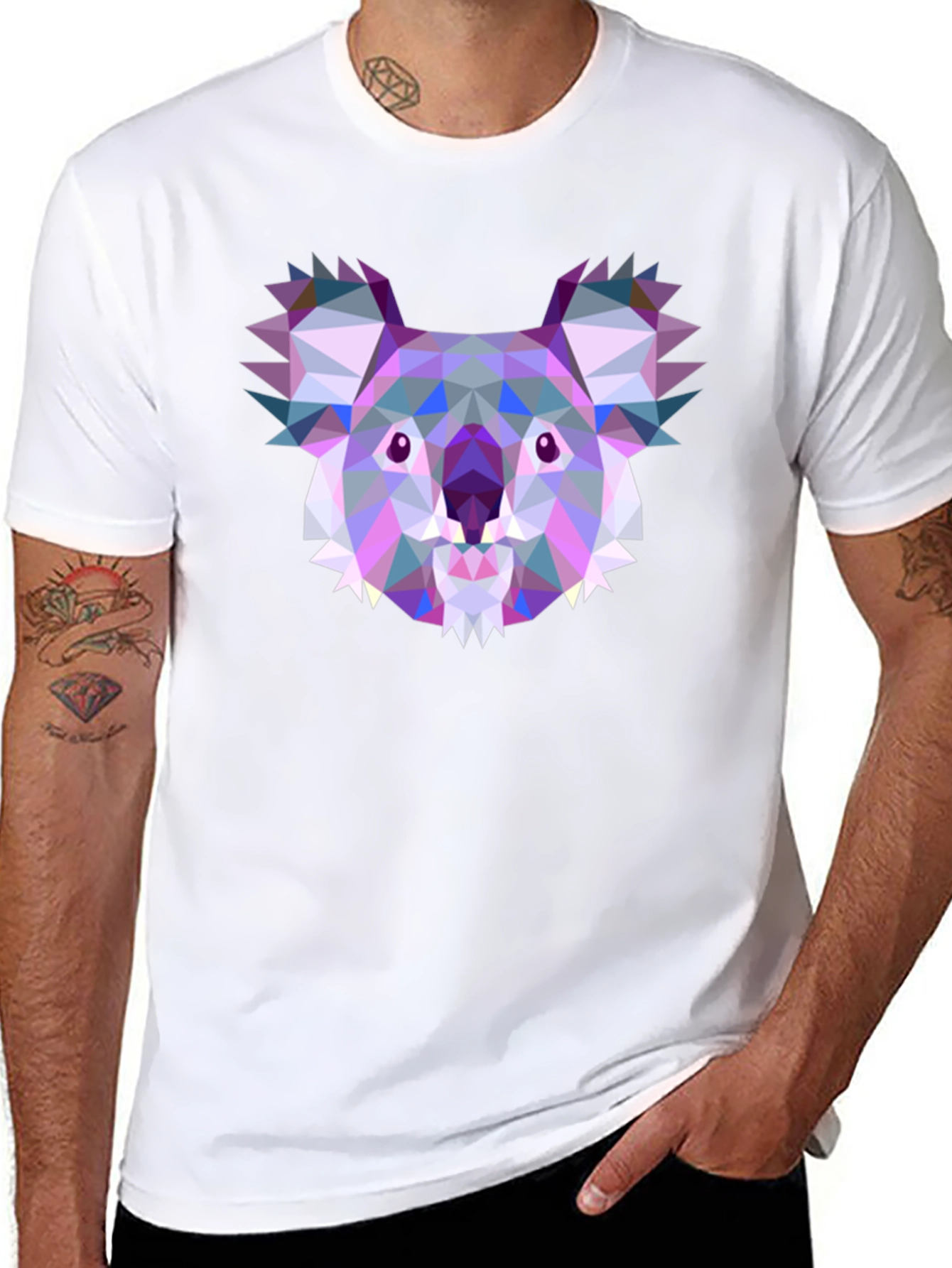 Geometric Koala Black T-Shirt