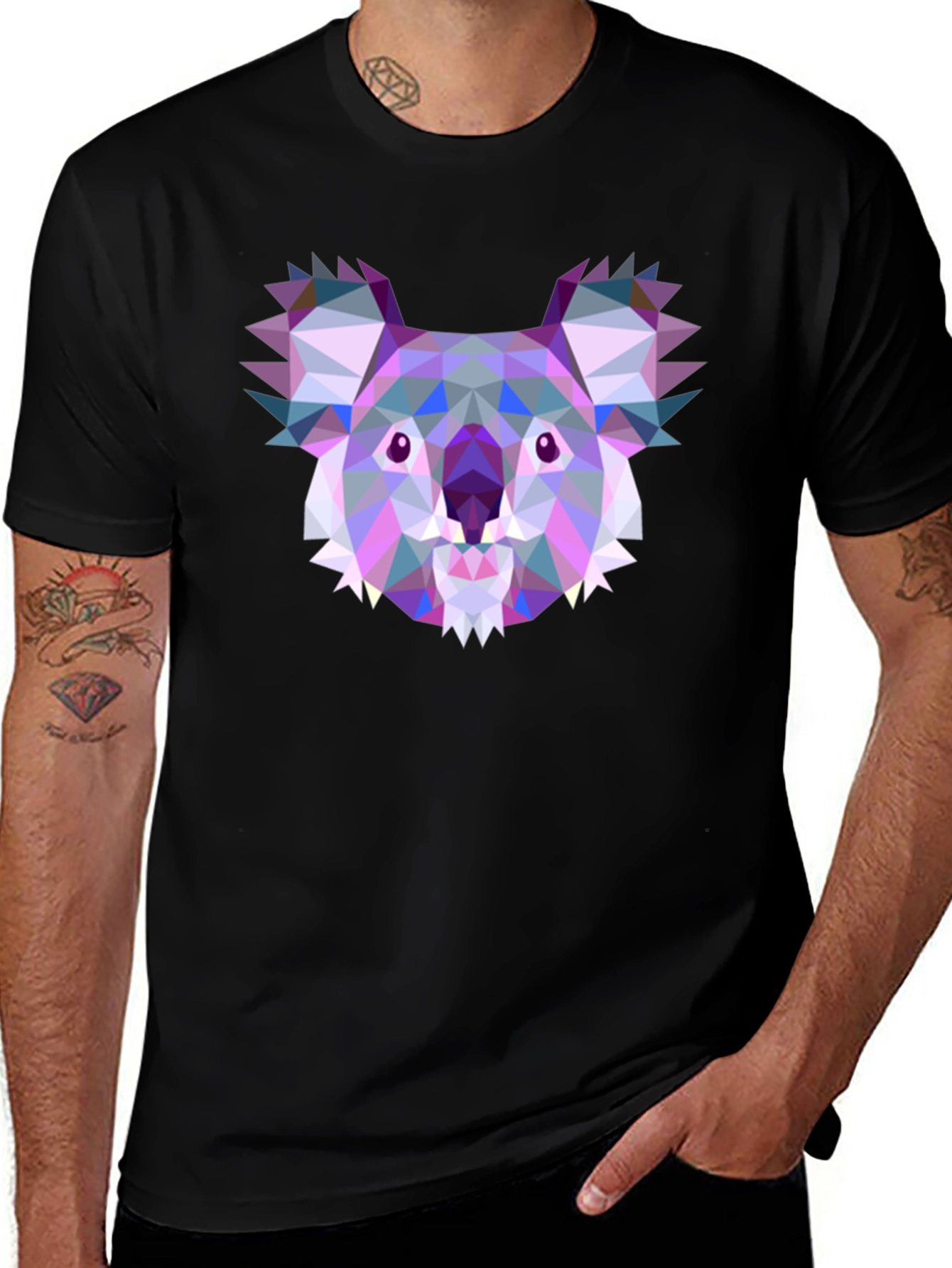 Geometric Koala Black T-Shirt