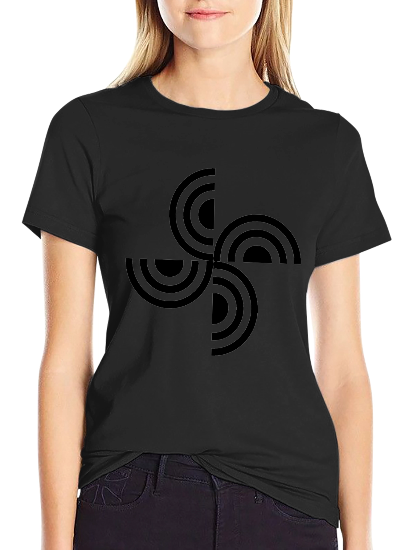 Geometric Basque Cross Black T-Shirt