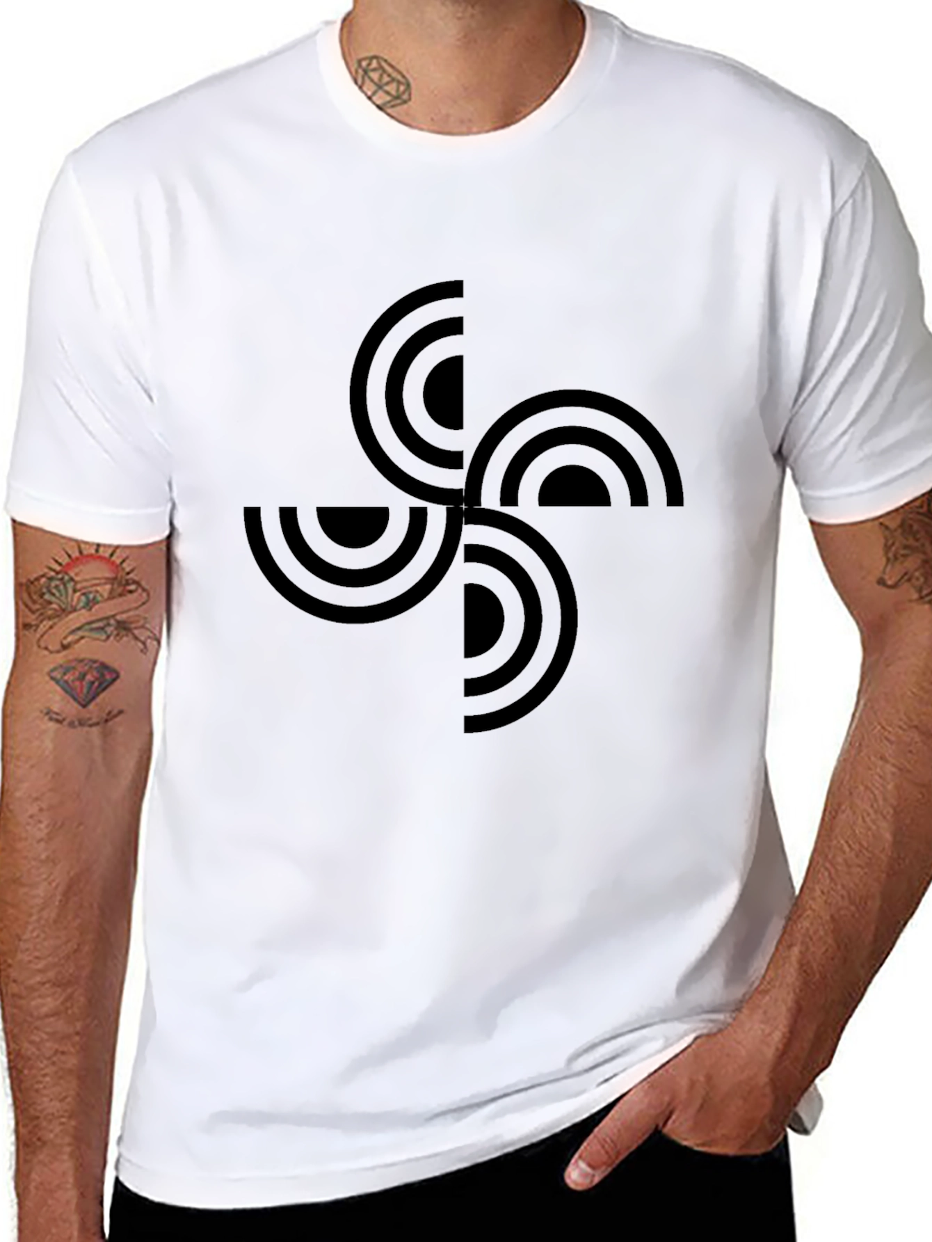 Geometric Basque Cross Black T-Shirt