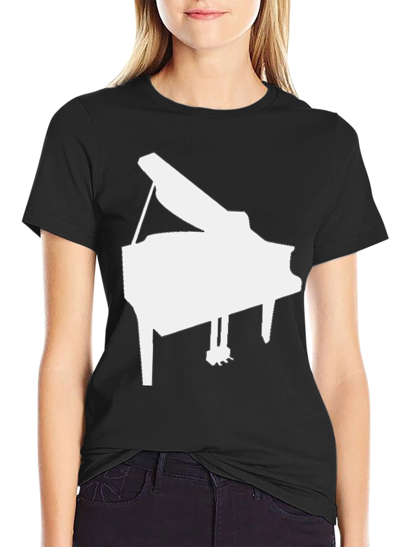 Grand Piano Graphic Tee - Music Lovers Black T-Shirt